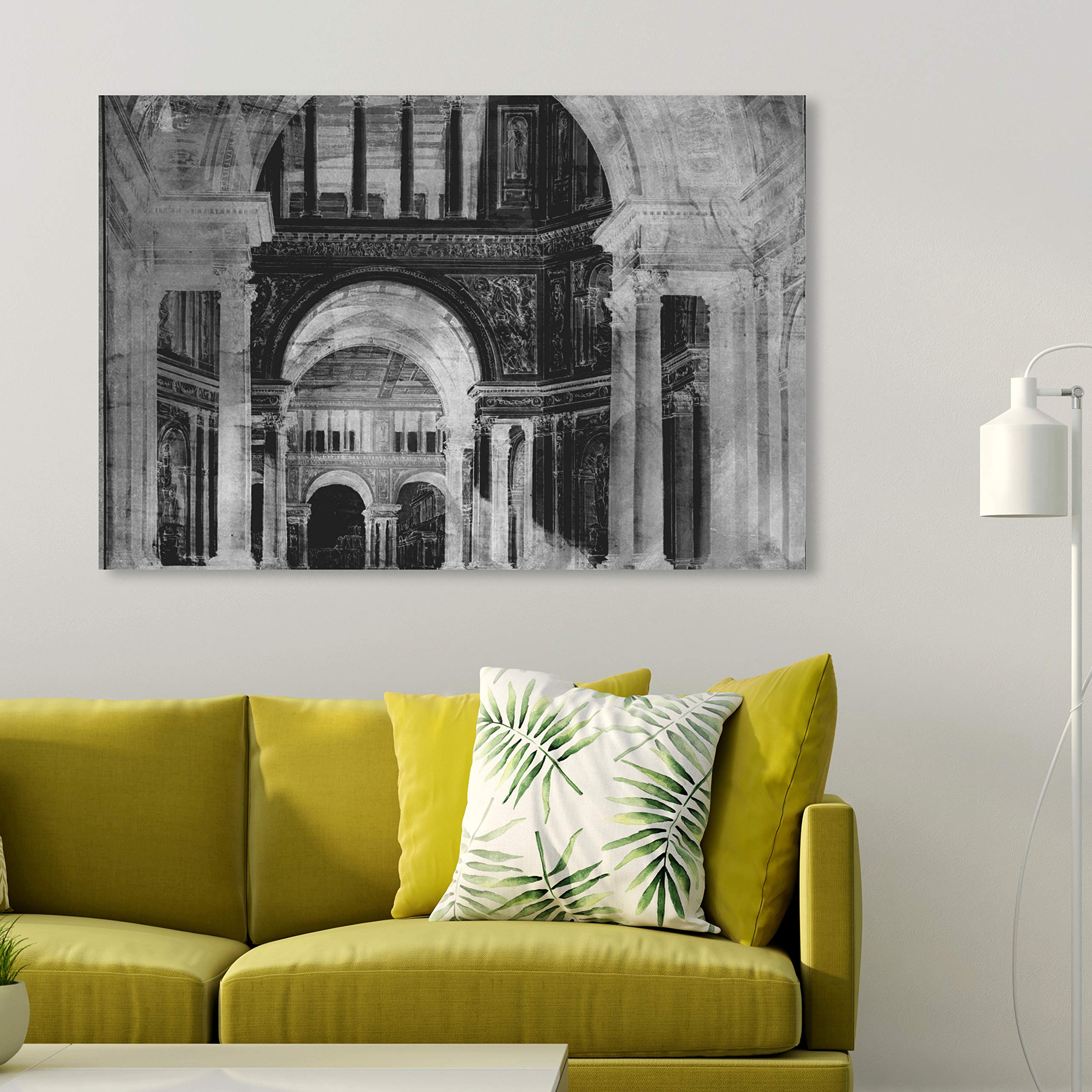 Oliver Gal Artist Co. 'Palatine Hill' Architecture Wall Art Canvas Print - 54x36 Inches Black & White Home Decor - Perfect for Living Room, Bedroom & Office Wall Decor