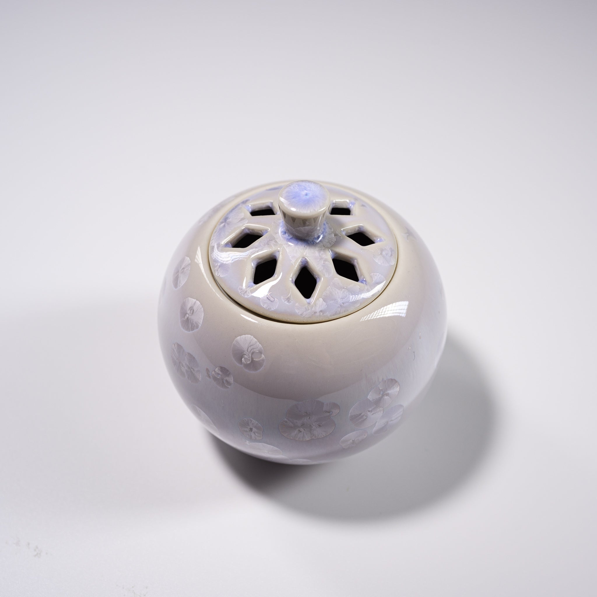 Premium Kyo Kiyomizu Ware Ceramic Incense Burner - Handcrafted Japanese Kyoto Flower Glaze Purple Aroma Diffuser for Home Meditation, Yoga & Zen Decor