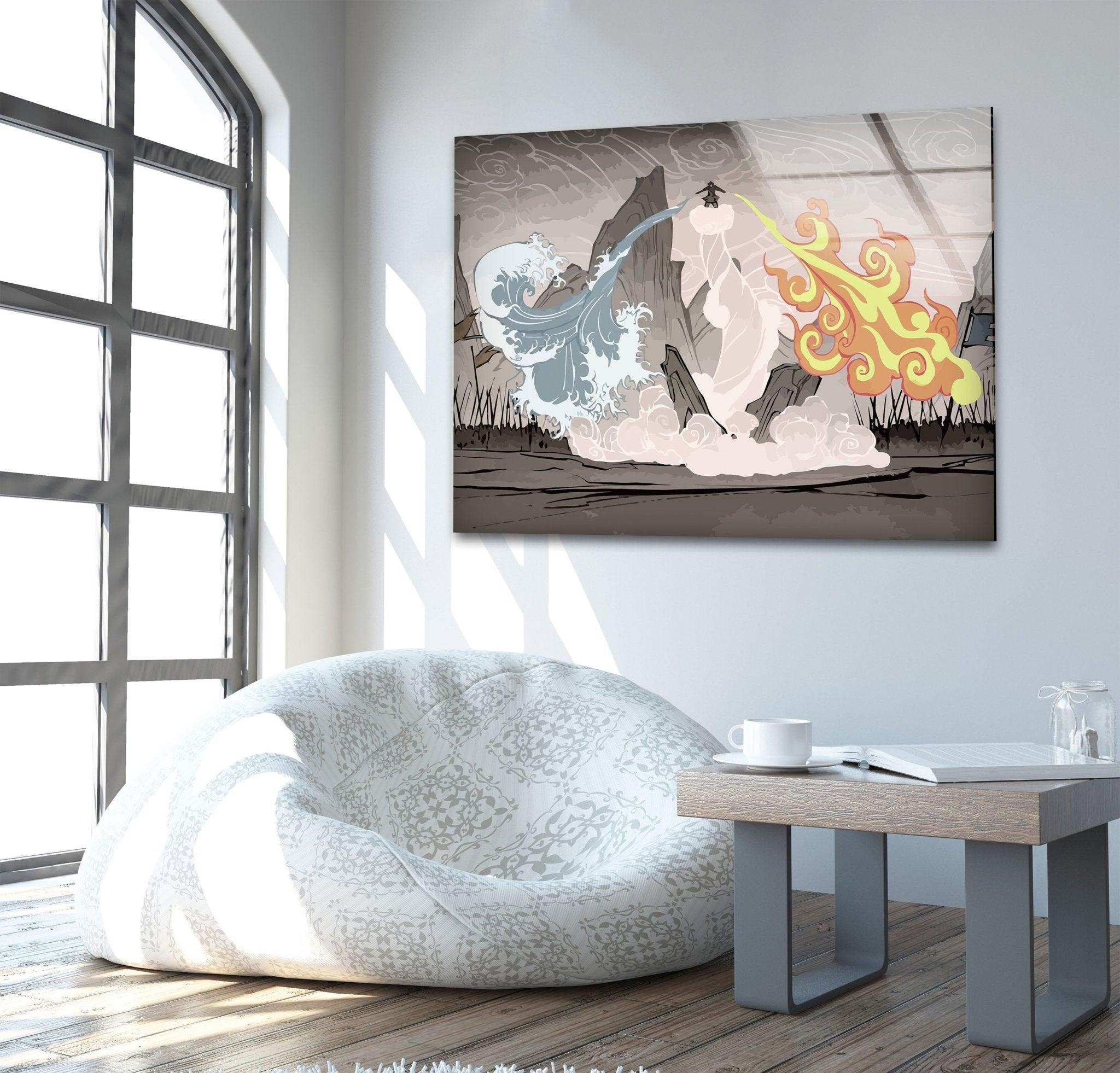 The Last Airbender Anime Glass Wall Art - Stunning Decor for Living Room, Bedroom & Office | Perfect Gift for Avatar Fans