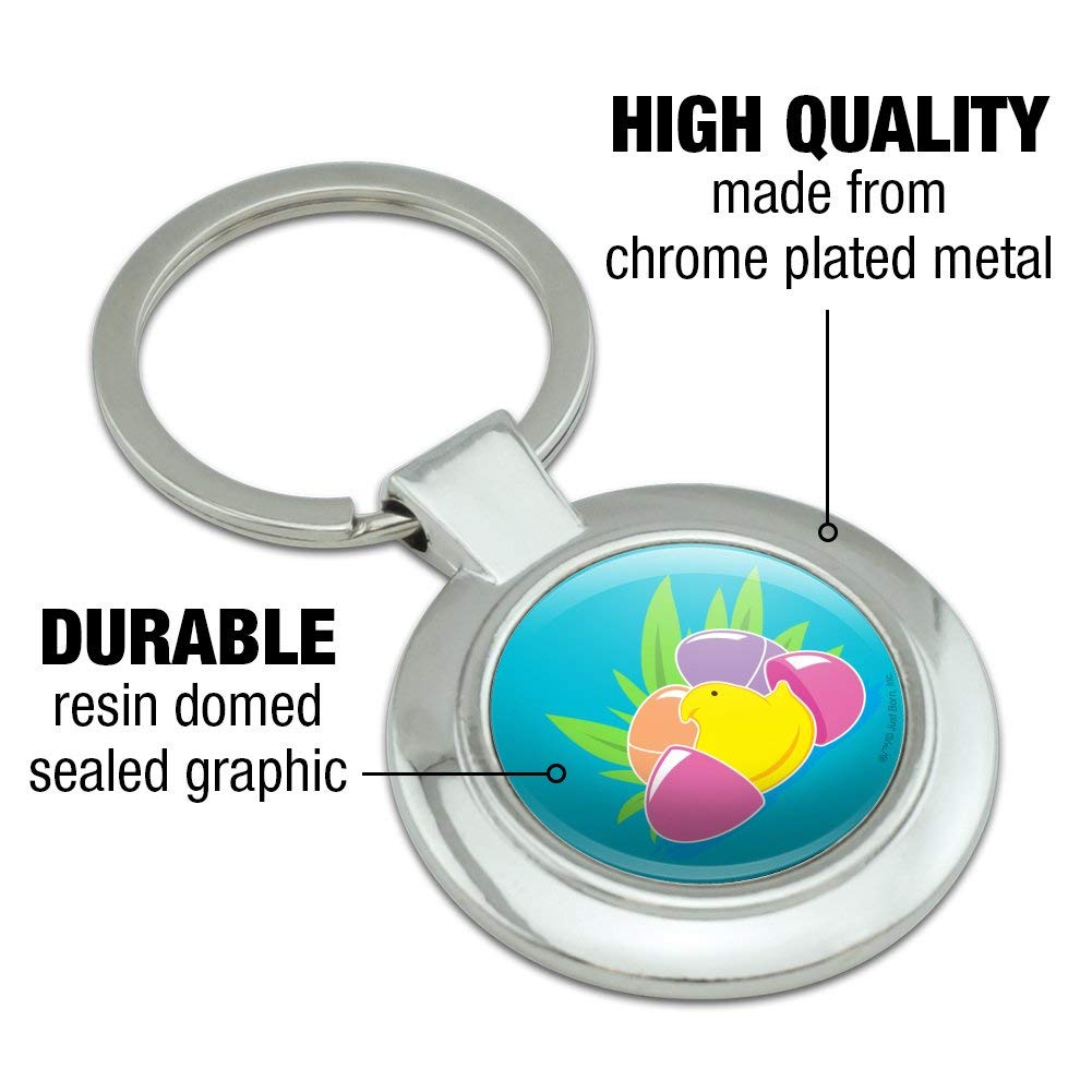 Peeps Hatching Easter Egg Keychain - Classy Chrome Plated Metal Key Ring for Easter Gifts, Party Favors & Spring Decor | Cute Bunny Keychain for Women, Girls, Kids | Easter Basket Stuffers & Holiday Accessories