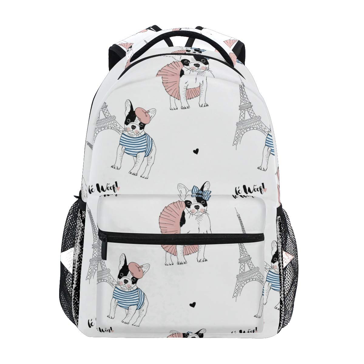 French Bulldog Paris Backpack - Cute School Bag for Boys & Girls, Lightweight Travel Daypack & Laptop Rucksack for Students - Perfect for School, College, Travel & Daily Commute