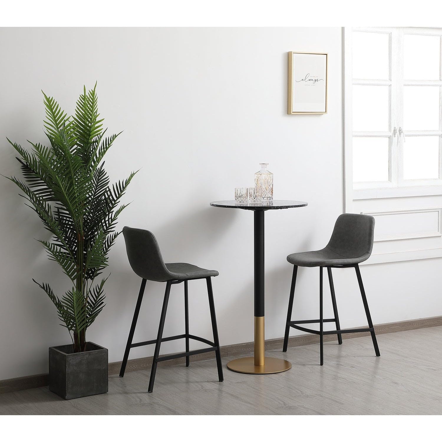 23 Inch Black Modern Pub Table - Elegant Home Decor for Kitchen, Bar & Dining Room - Perfect for Small Spaces & Entertaining Guests