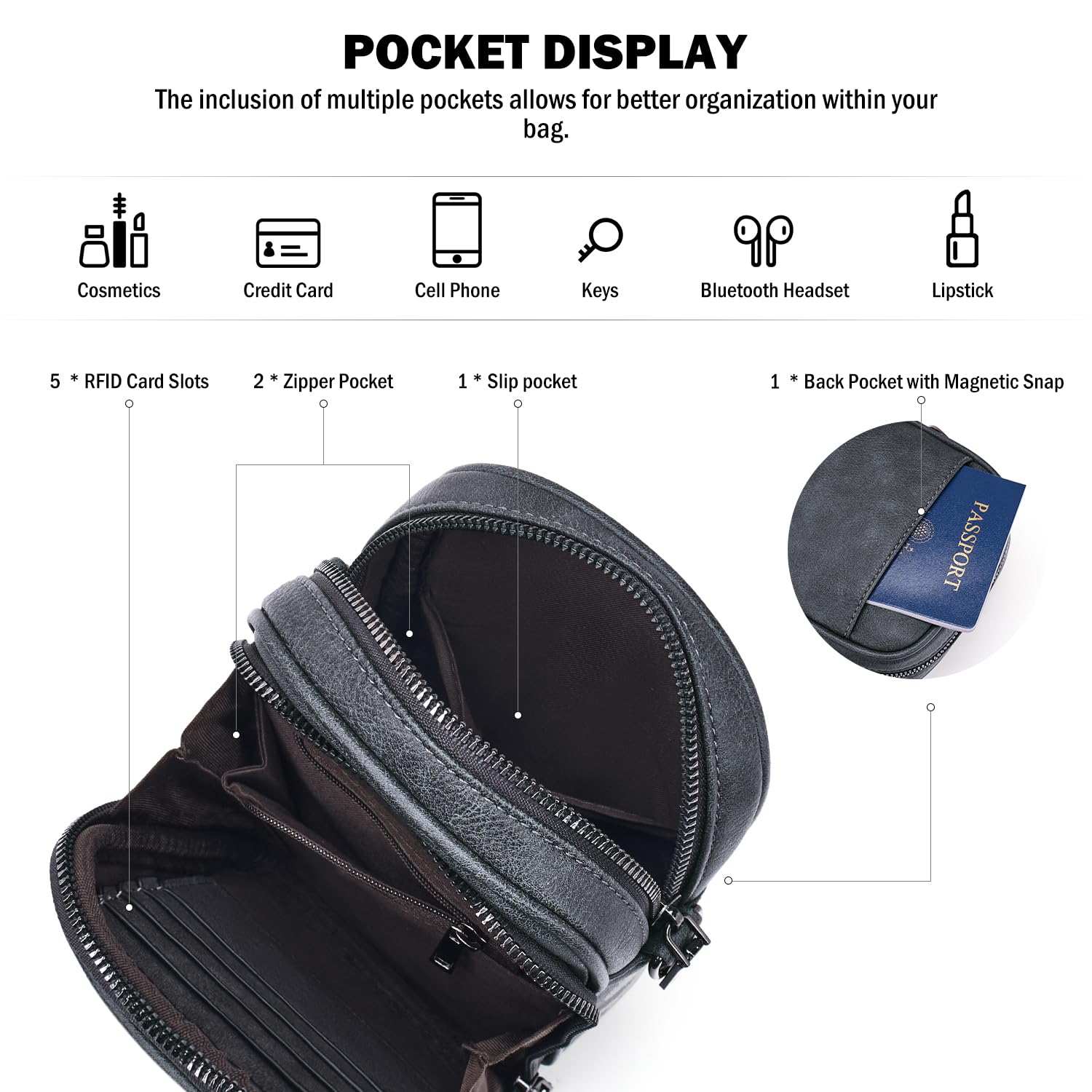 Trendy Vegan Leather Crossbody Bag for Women - Small Cell Phone Purse with Built-in Wallet | Perfect for Everyday Use, Travel & Shopping