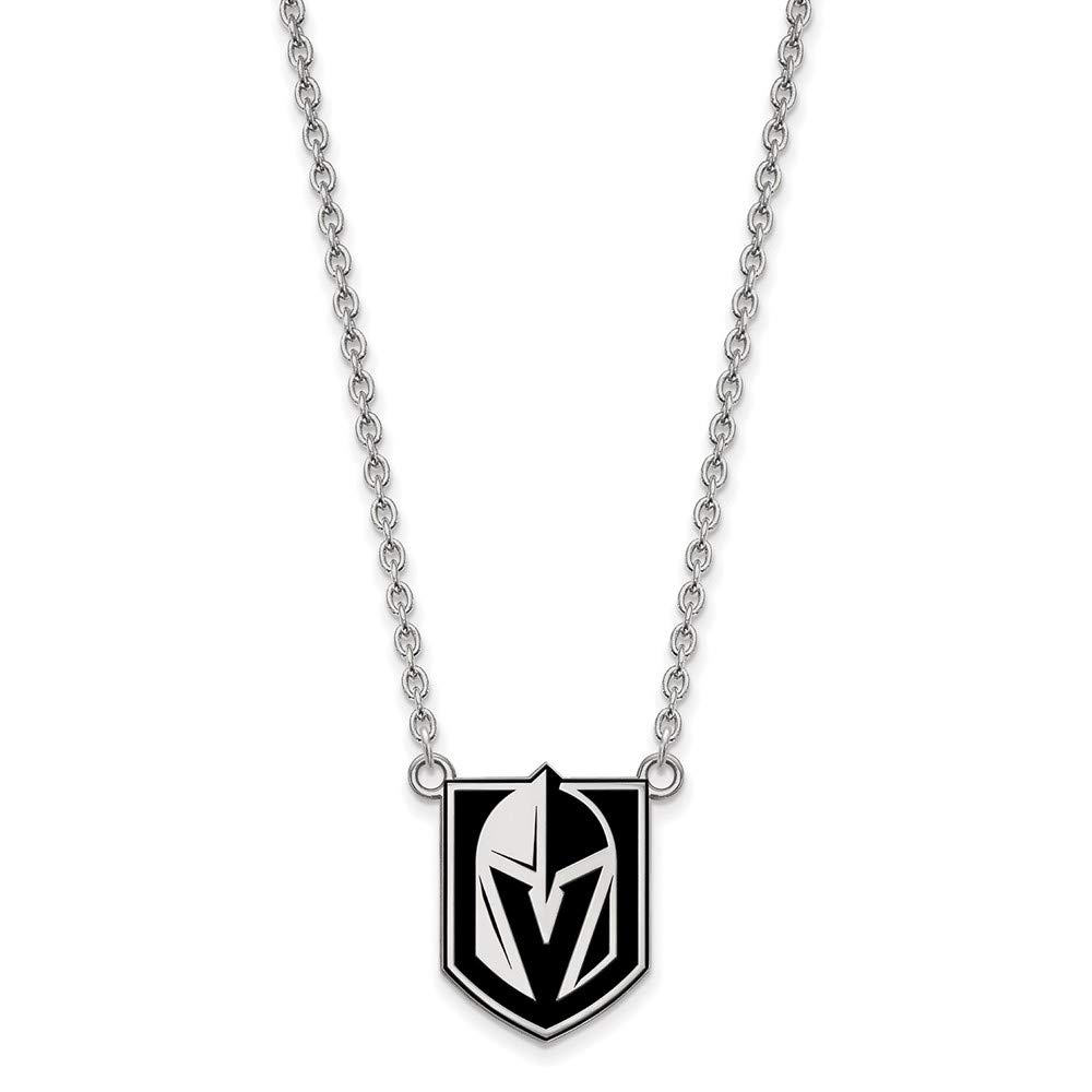 Sterling Silver Rhodium Plated NHL Vegas Golden Knights Pendant Necklace - 18 Inch Chain for Men & Women - Perfect for Hockey Fans, Game Day Jewelry & Sports Gifts