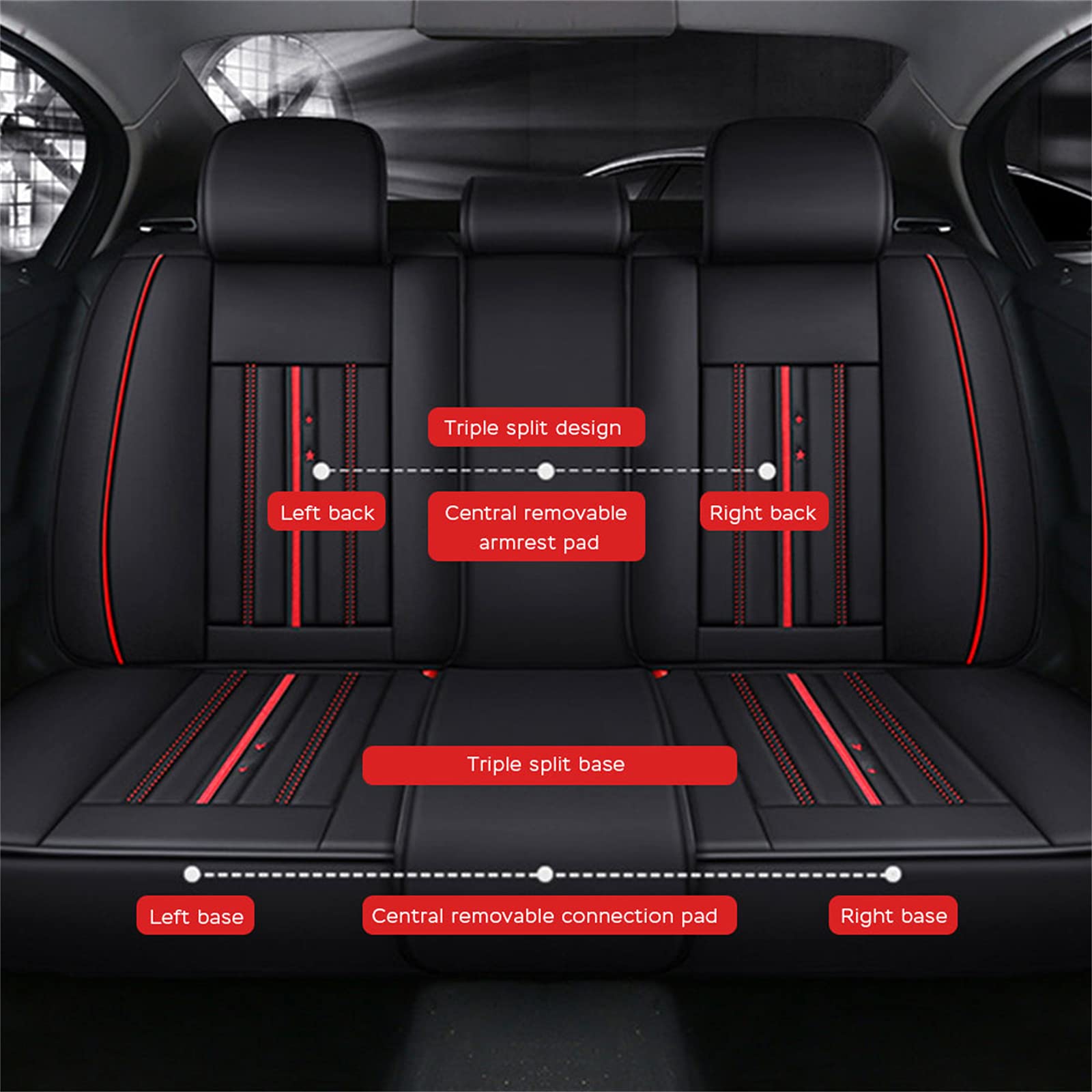 Universal Car Seat Covers Full Set for Honda Civic 2004-2021 Models - 5-Seat All-Weather Waterproof Vehicle Cushion Protectors (Black) - Perfect for Daily Commuting, Road Trips and Family Travel