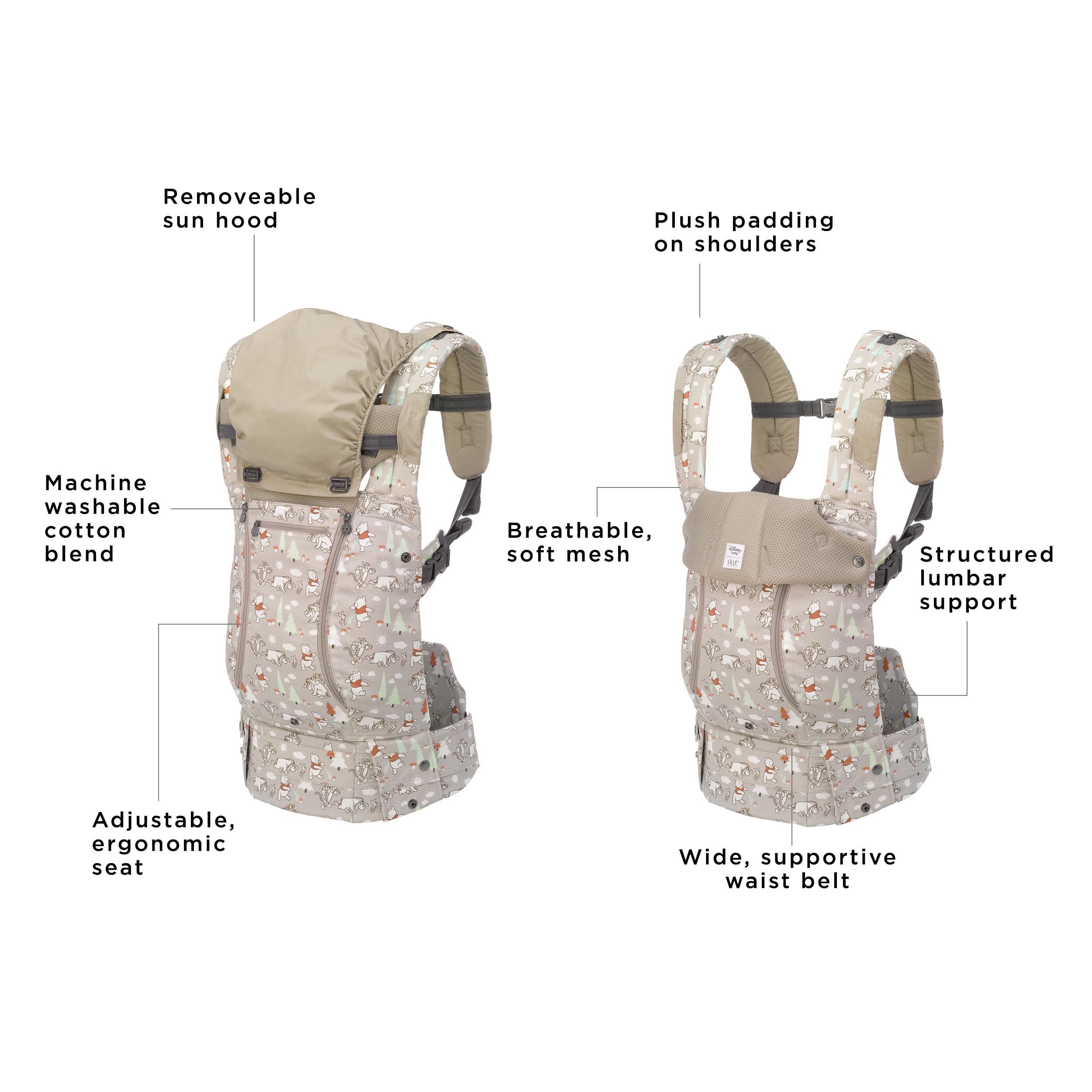 LÍLLÉbaby Complete All Seasons Ergonomic 6-in-1 Baby Carrier for Newborn to Toddler (7-45 lbs) - 360° Adjustable with Lumbar Support - Disney Pooh's Perfect Day Design - Perfect for Shopping, Hiking & Daily Errands