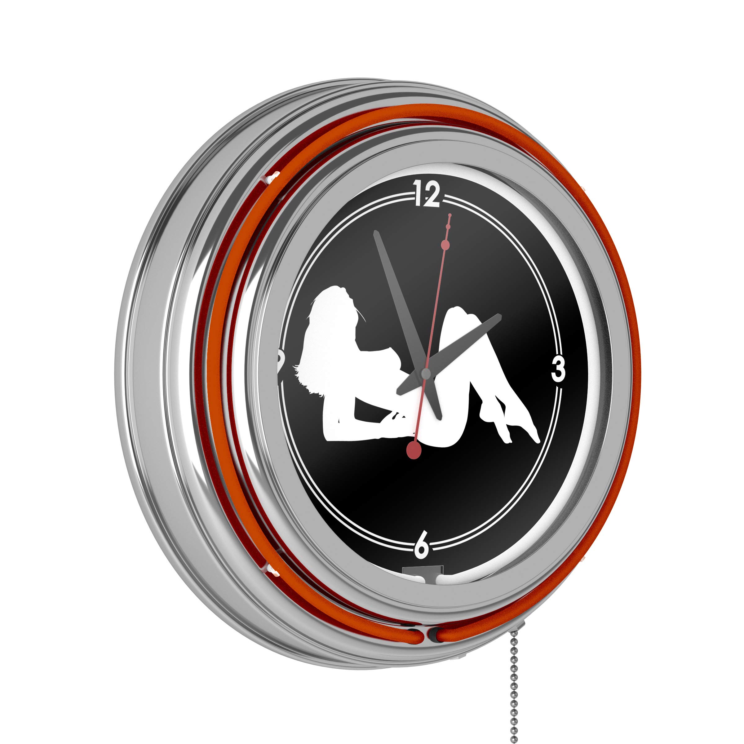 Shadow Babes Series - Orange Neon Ring Clock with Dual Illumination - Perfect for Bedroom, Gaming Room & Retro Decor