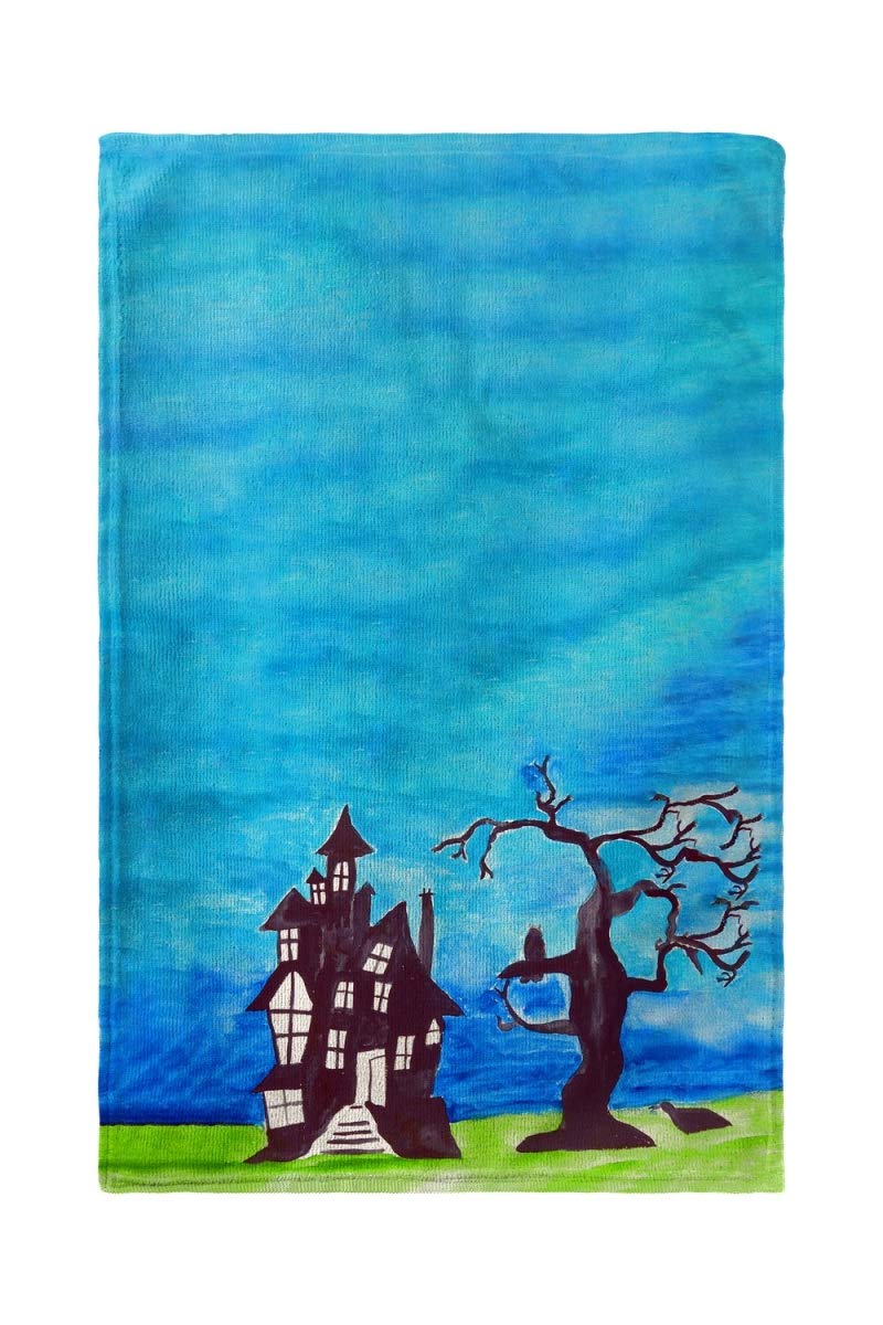 Betsy Drake KT1041 Halloween Haunted House Kitchen Towel - Spooky Decor & Holiday Dish Drying for Halloween Parties