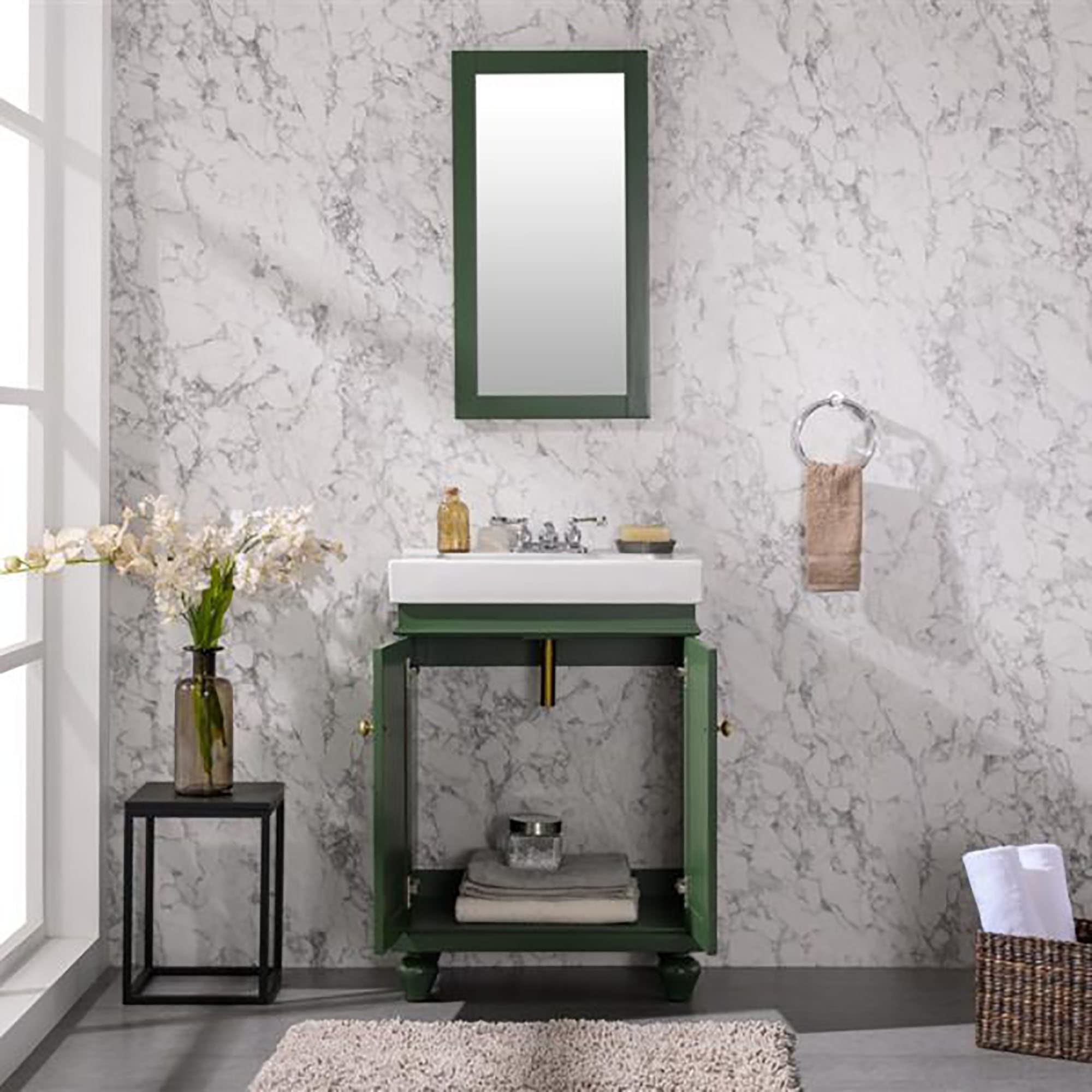 Legion Furniture 24-inch Bathroom Vanity with Vogue Green Sink - Modern Space-Saving Design for Small Bathrooms, Powder Rooms & Apartments