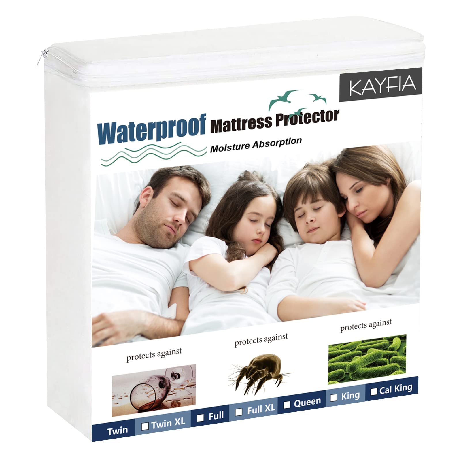 **King Size Waterproof Mattress Protector - Breathable, Noiseless, Deep Pocket (6-18