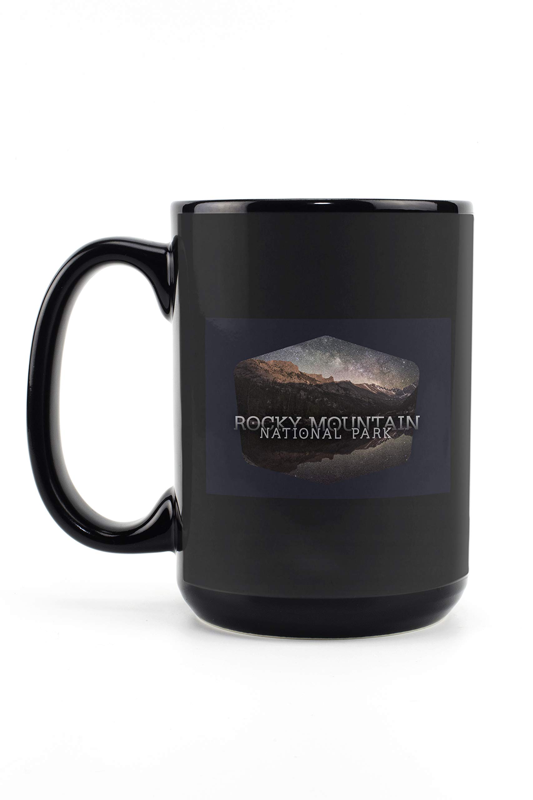 Rocky Mountain National Park Colorado Contour 15oz Black Ceramic Coffee Mug - Microwave & Dishwasher Safe - Perfect for Camping, Hiking & Outdoor Adventures