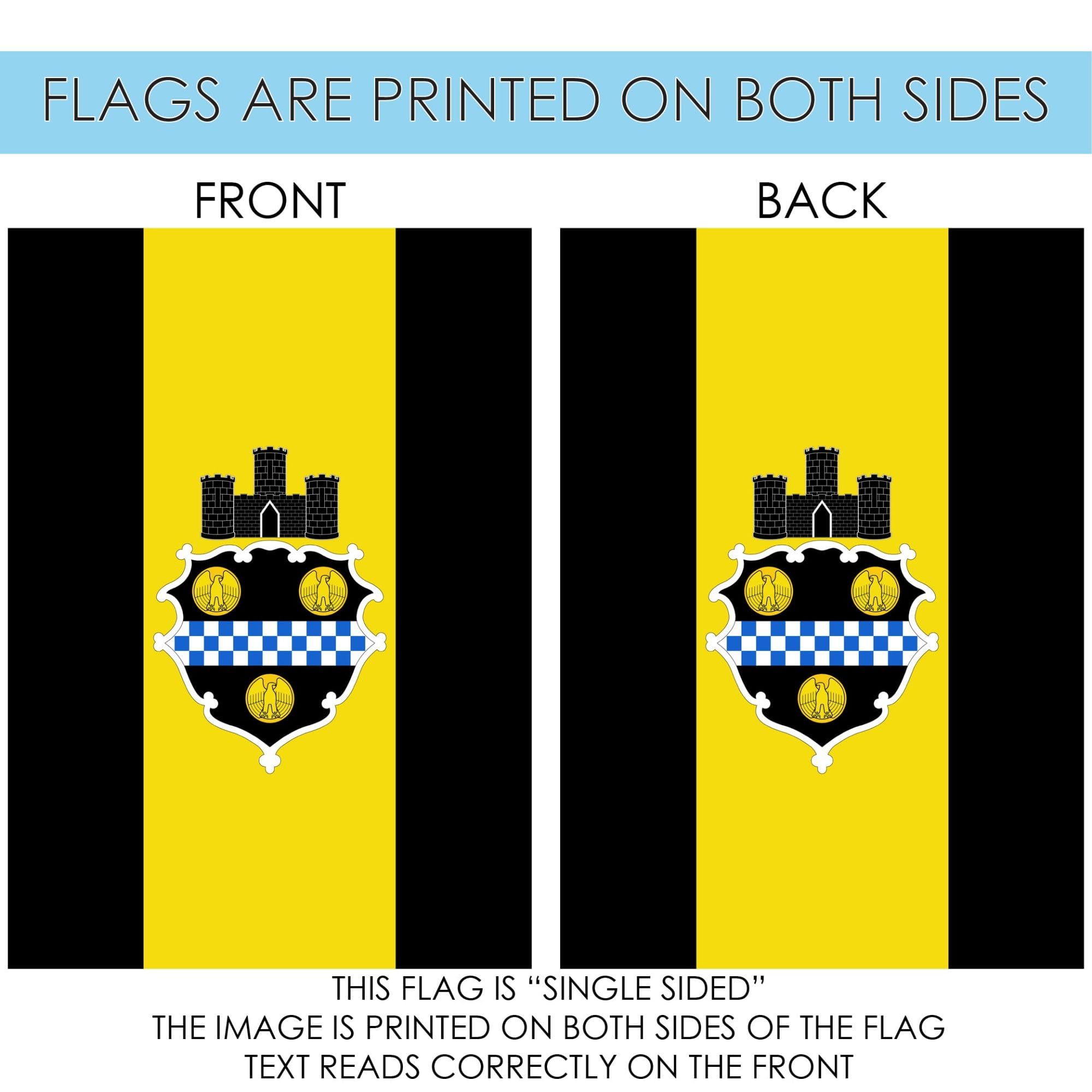 Toland Home Garden Pittsburgh City 28 x 40 Inch Decorative Pennsylvania Town Gold Regional Garden Flag - Perfect for Outdoor Patio, Yard Decor & Seasonal Home Display