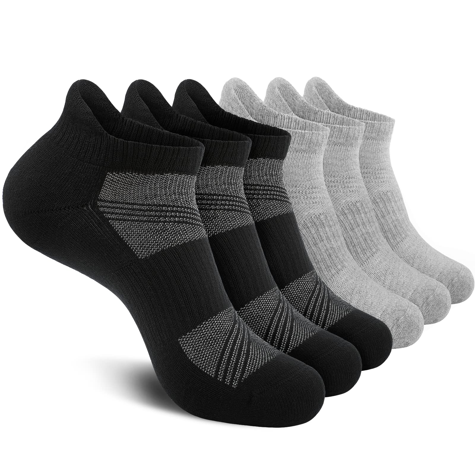 Unitop 6 Pairs Ankle Athletic Socks for Men & Women - Thick Cotton Running Socks with Cushion Support - Perfect for Sports, Gym Workouts & Everyday Comfort