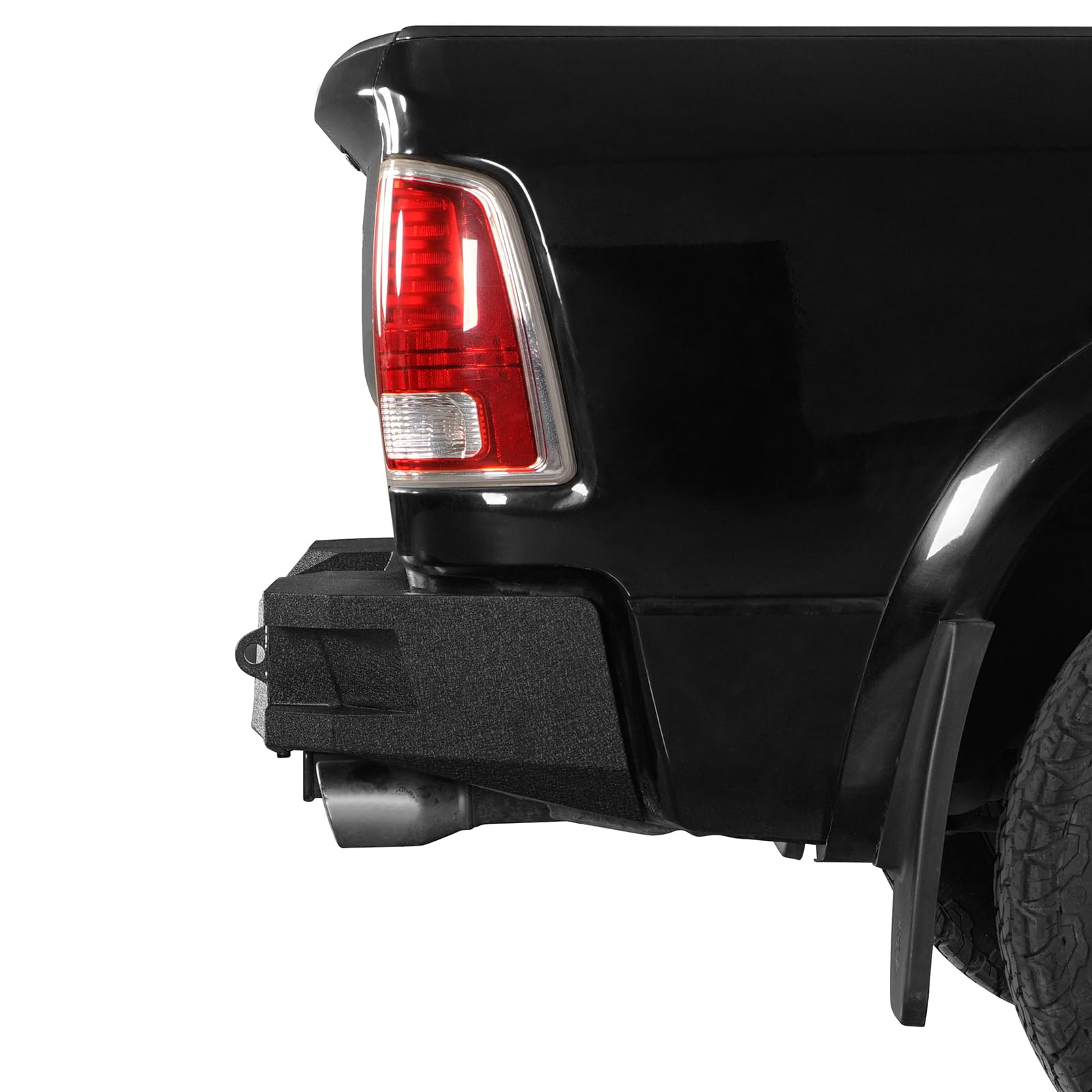 Hooke Road Heavy Duty Steel Rear Bumper with LED Lights for 2009-2023 Dodge Ram 1500 Pickup Truck | Back Step Bumper Replacement | Off-Road Protection & Towing Enhancement