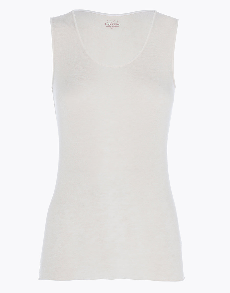 Women's Soft Modal Blend Cashmere Beige Light & Warm Sleeveless Top - Perfect for Layering, Casual Wear & Summer Outfits