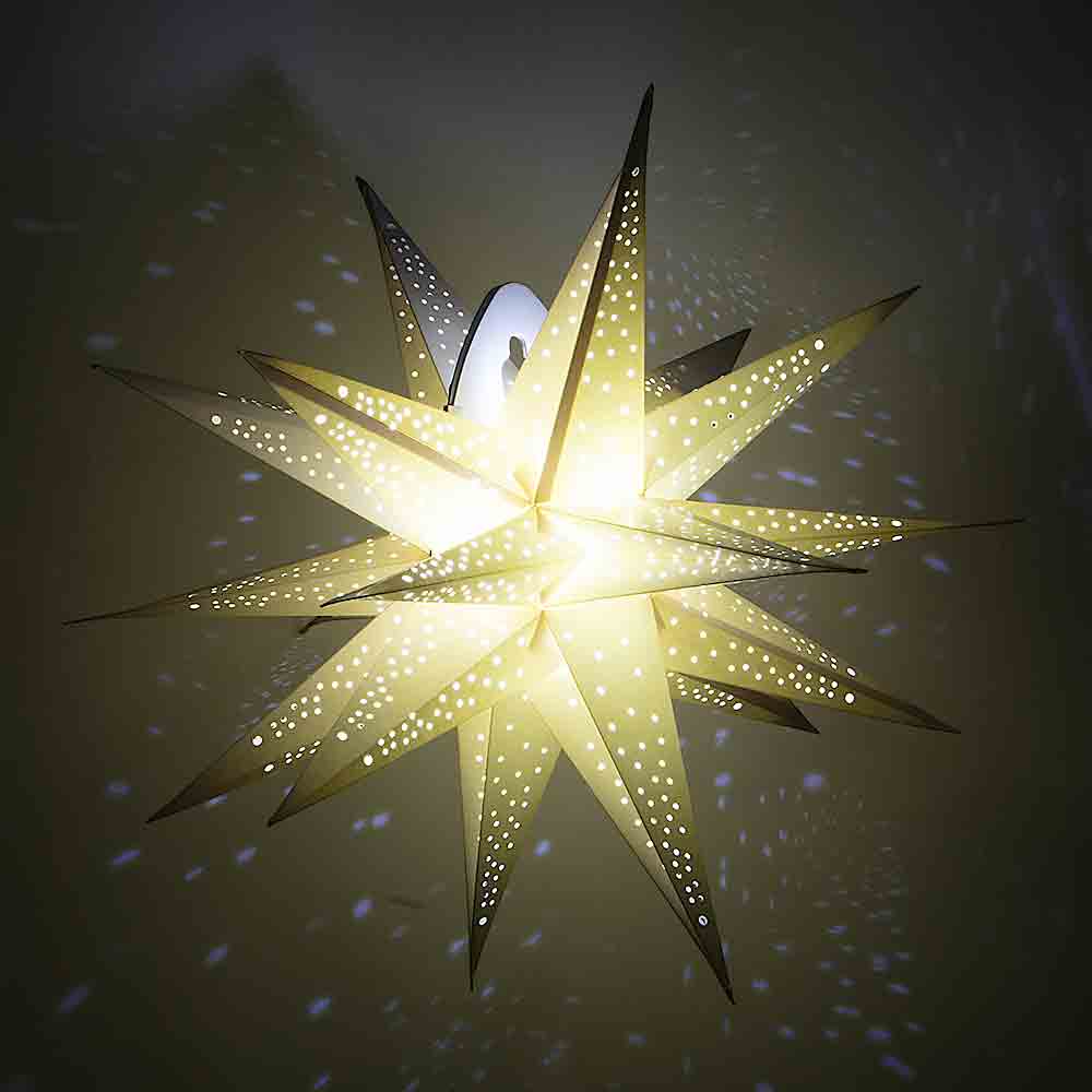 24-Pack White Moravian Cut-Out Paper Star Lanterns - Multi-Point Hanging Decor for Weddings, Parties, Christmas & Home Decoration - Boho Chic Ceiling & Outdoor Lighting Decorations