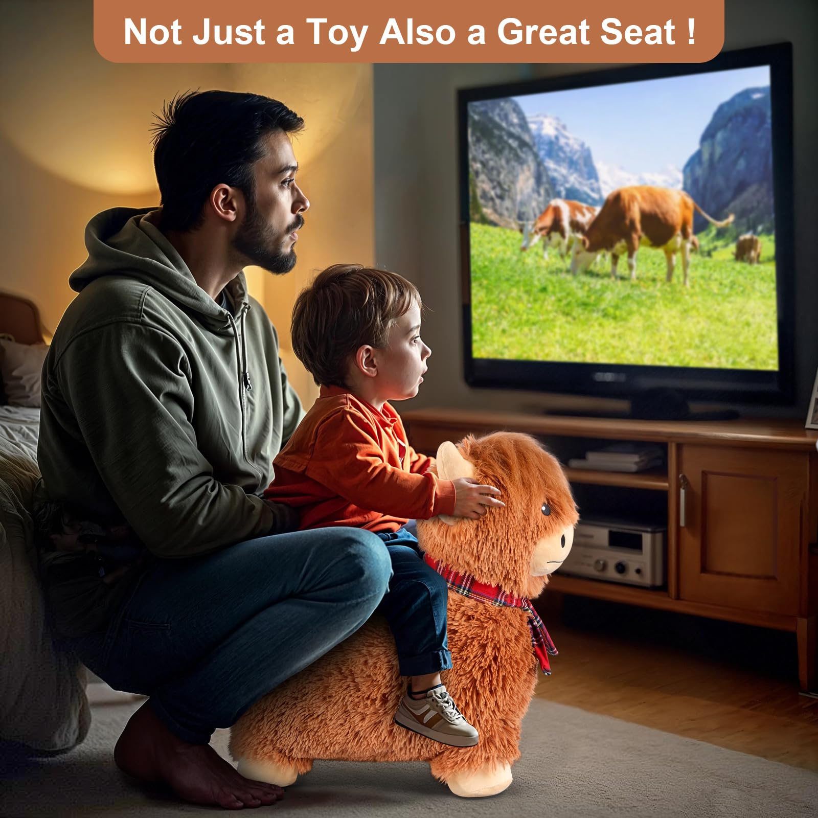 **Inflatable Highland Cow Hopper Toy - Bouncy Ride-On Animal for Toddlers & Kids - Indoor/Outdoor Plush Bouncer - Fun Birthday Gift & Playtime Activity**    *(Perfect for Playrooms, Backyards, Birthday Parties & Active Play - Encourages Exercise & Imagination!)*