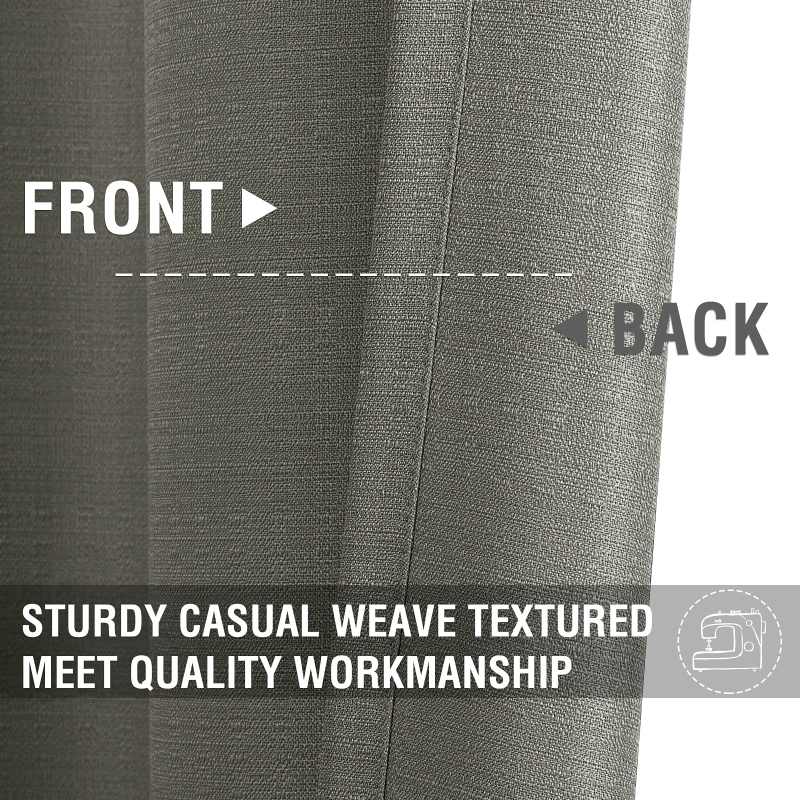 Vangao Grey Kitchen Curtains 36 Inch - Textured Semi-Sheer Cafe Curtains with Rod Pocket, 2 Panels Set for Half Window Treatments - Perfect for Kitchen, Bathroom & Bedroom Decor