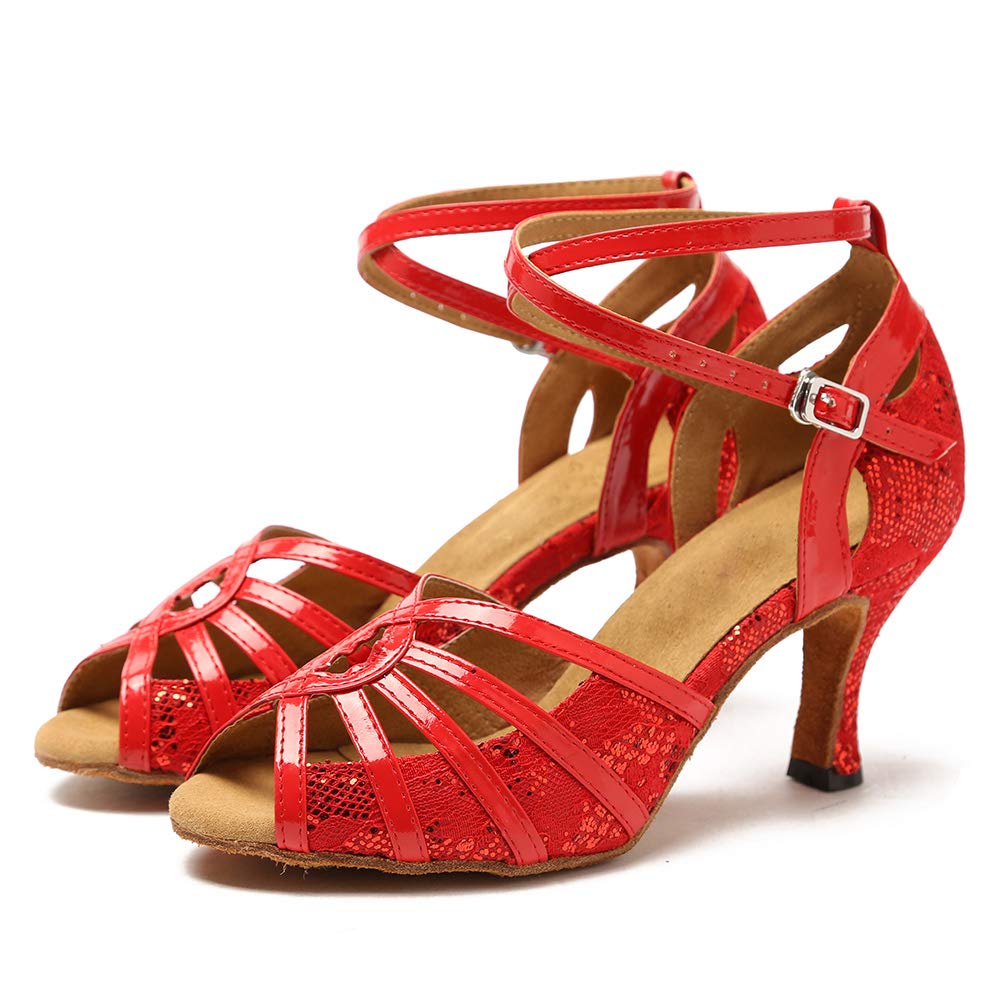 Hipposeus Women's Latin Dance Shoes - Professional Ballroom Salsa Tango Performance Shoes with 3