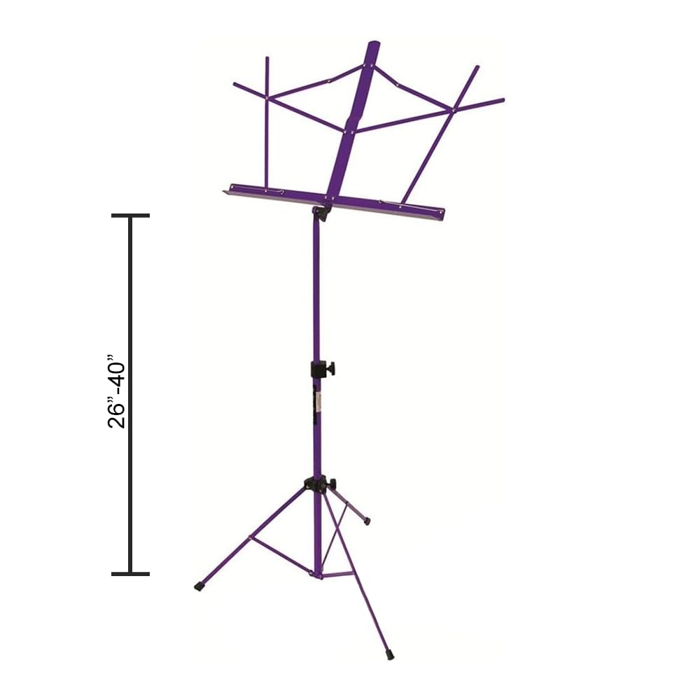 Purple Adjustable & Foldable Wire Music Stand with Carrying Bag - Portable Sheet Holder for 8.5
