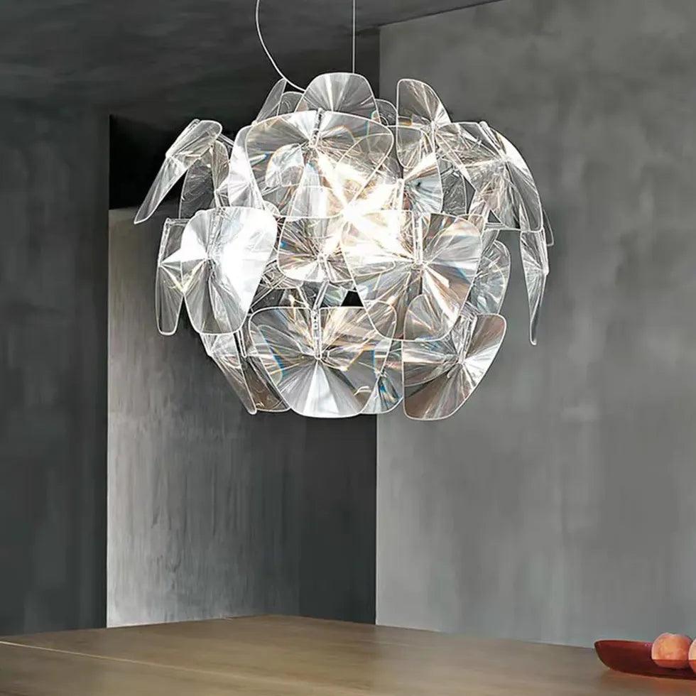 Modern White Crystal Pendant Light - Elegant Spherical Chandelier for Dining Room, Living Room, and Bedroom Lighting