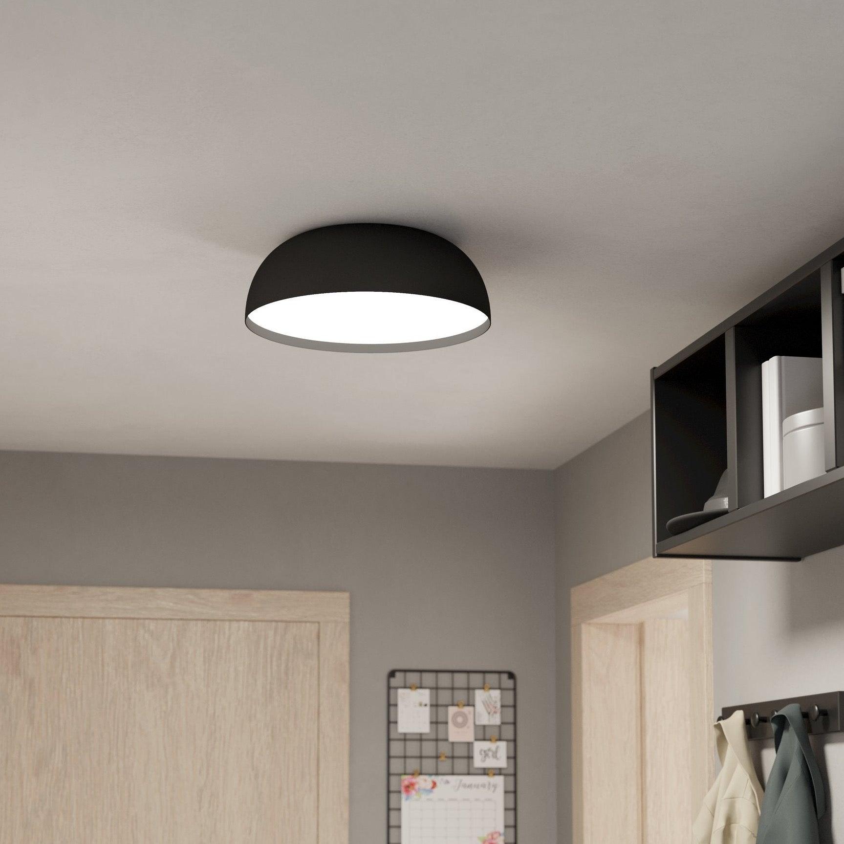 Eglo Connect Tollos Z Smart LED Round Black Flush Ceiling Light 40cm - Dimmable Modern Lighting for Bedroom, Living Room & Kitchen | Alexa & Google Home Compatible