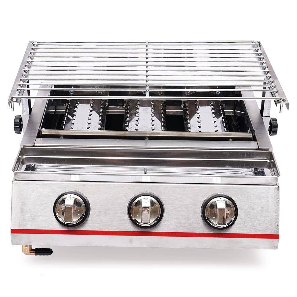 3-Burner Portable Tabletop Propane Gas Grill - 18