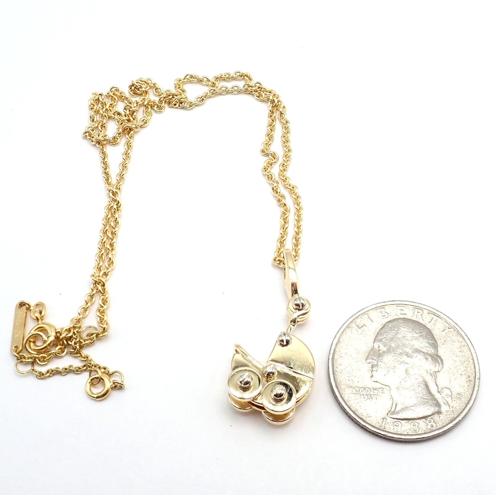 Authentic Cartier 18K Yellow Gold Baby Carriage Charm Pendant Necklace - Perfect Gift for Newborns, Baby Showers & First Birthdays | Elegant Jewelry for Moms & Grandmothers