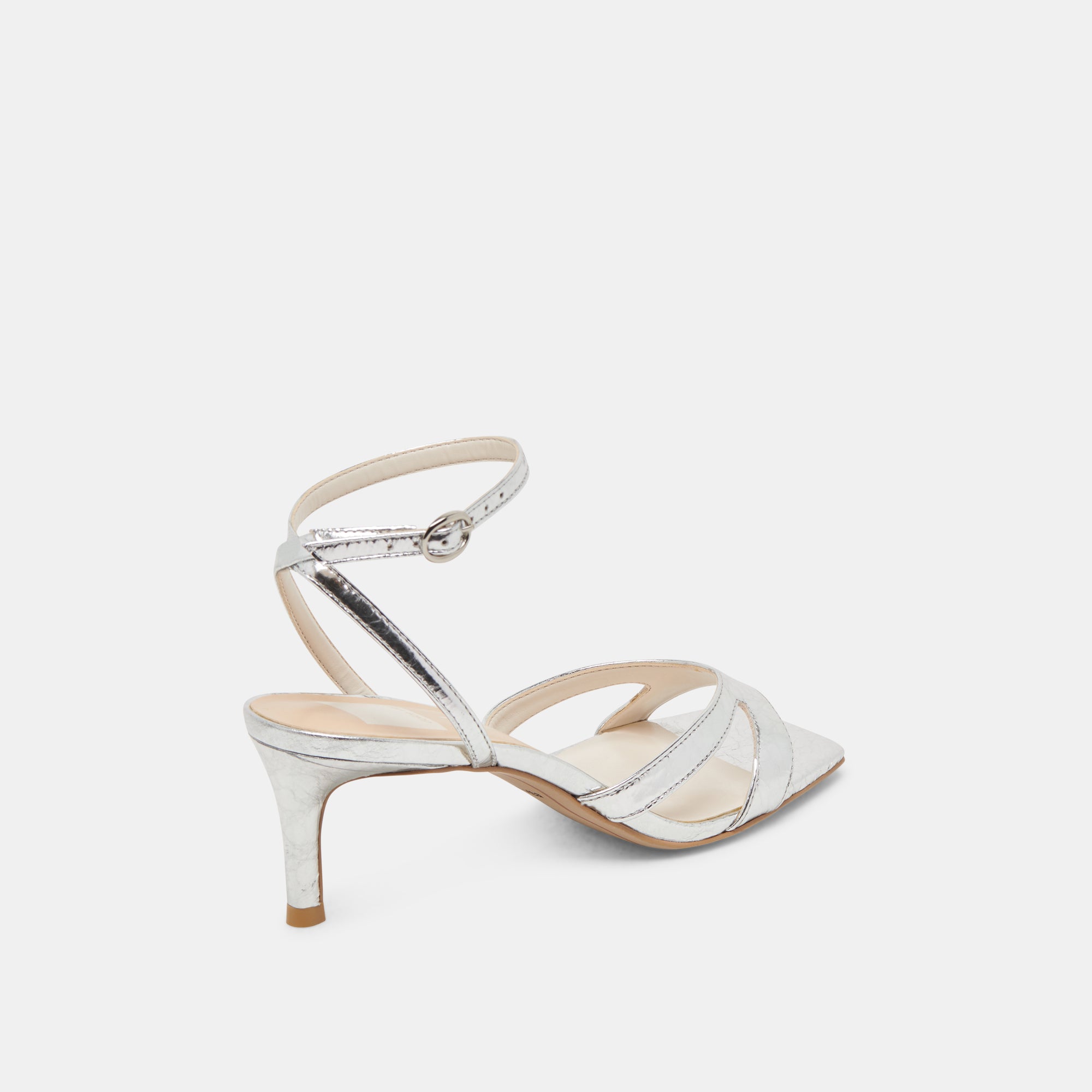 BECKI Women's Silver Distressed Leather Heels - Stylish High Heel Pumps for Party, Wedding & Evening Events