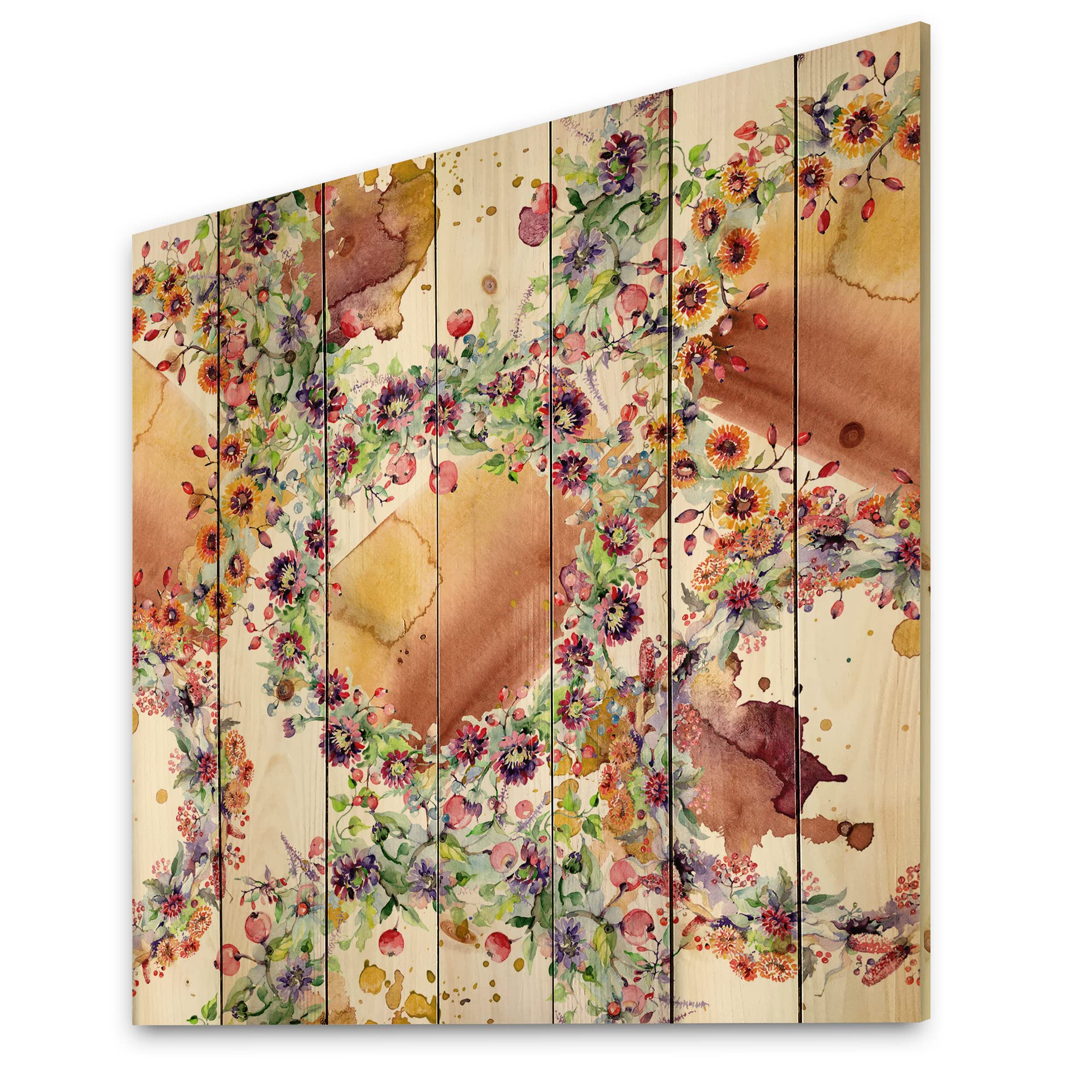 Vibrant Spring Leaves Wood Wall Art - Floral Pine Decor for Living Room