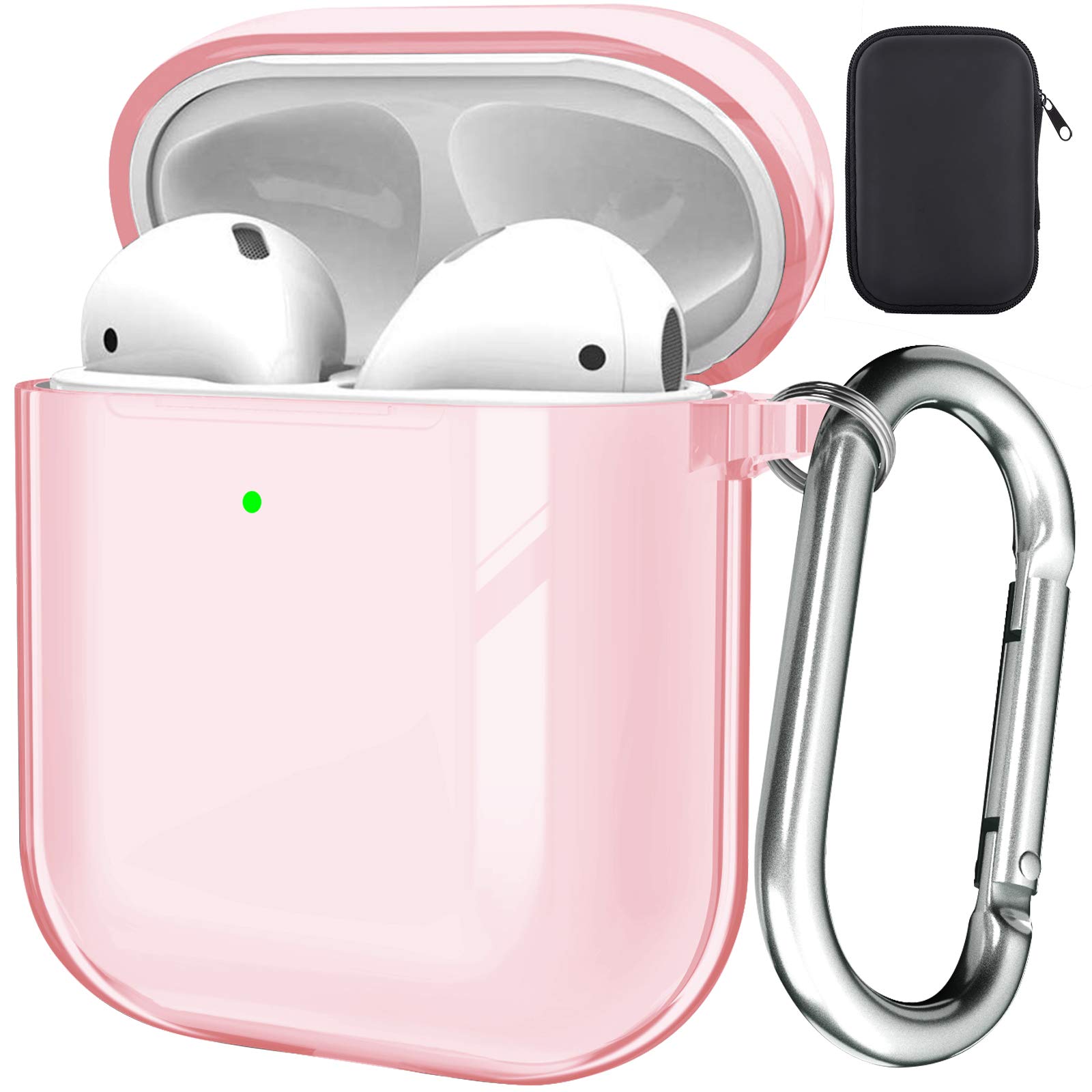 Valkit Clear TPU AirPods Case Cover with Keychain - Shockproof Protective Case for AirPods 1 & 2 (Pink) - Compatible with Apple AirPods Charging Case - Perfect for Women, Men & Teens - Gym, Travel & Everyday Use