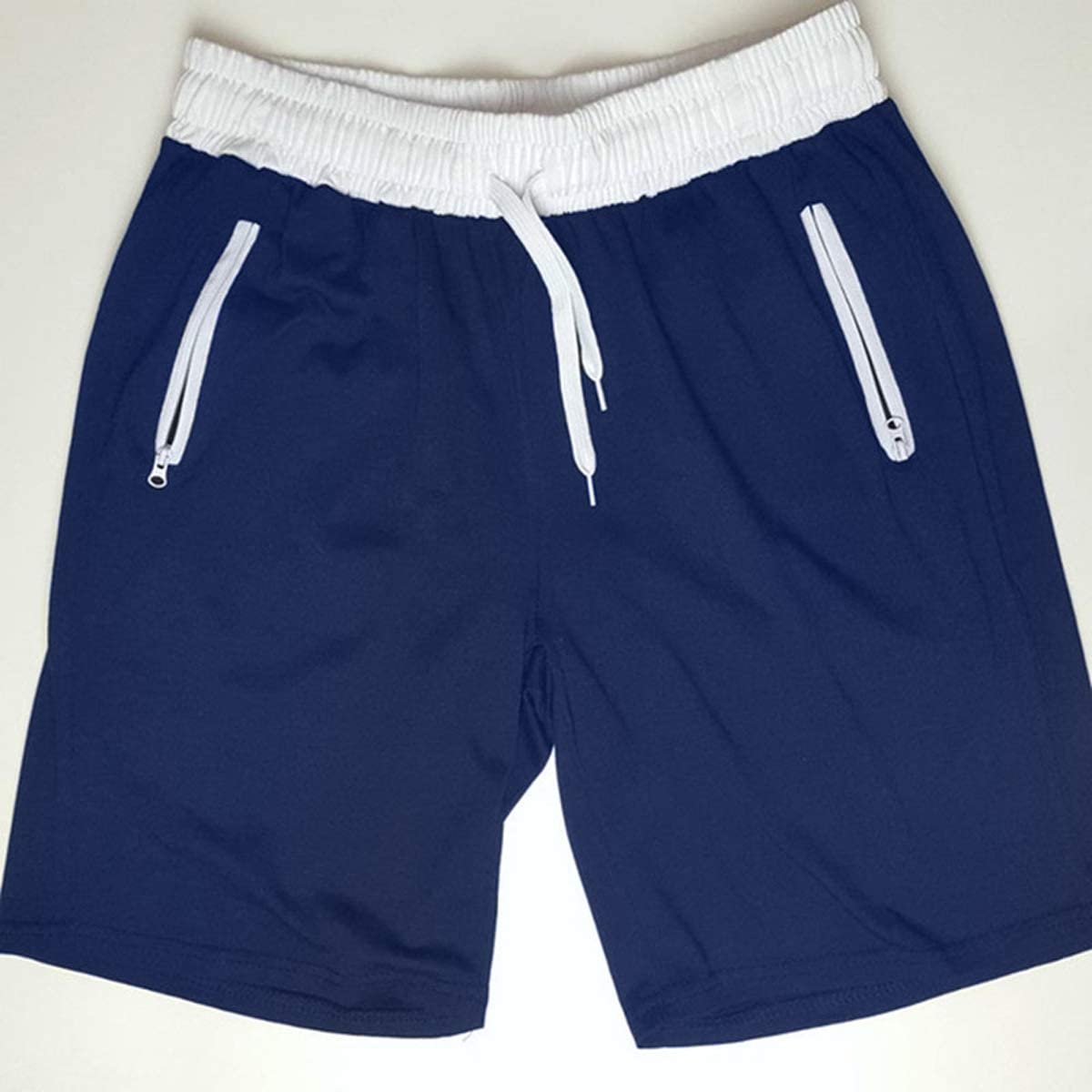 Men's Elastic Waist Drawstring Workout Shorts with Zipper Pockets - Lightweight Summer Running, Gym & Casual Shorts for Active Lifestyles