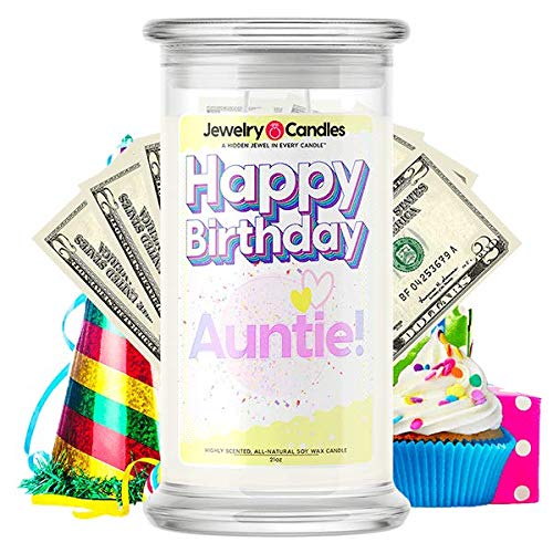 Happy Birthday Cash Money Candle | Surprise Gift with $2-$2,500 Inside | 21oz Soy Wax Jar Candle in Honeysuckle Jasmine Scent | Perfect for Birthday Surprises, Party Favors & Gift Exchanges