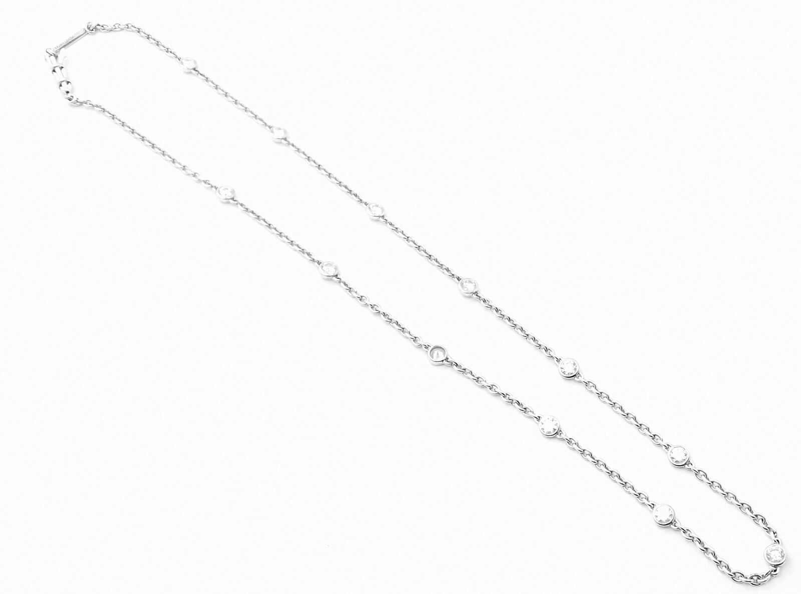 Authentic Cartier 18k White Gold 1.5ct Diamond By The Yard Chain Necklace - Luxury Jewelry for Women, Perfect for Weddings, Anniversaries & Special Occasions