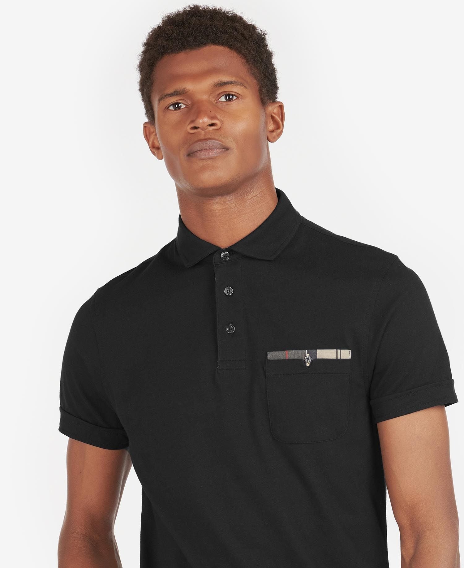 BARBOUR Corpatch Polo Shirt for Men - Classic Black Cotton Casual Wear for Office, Golf & Outdoor Activities