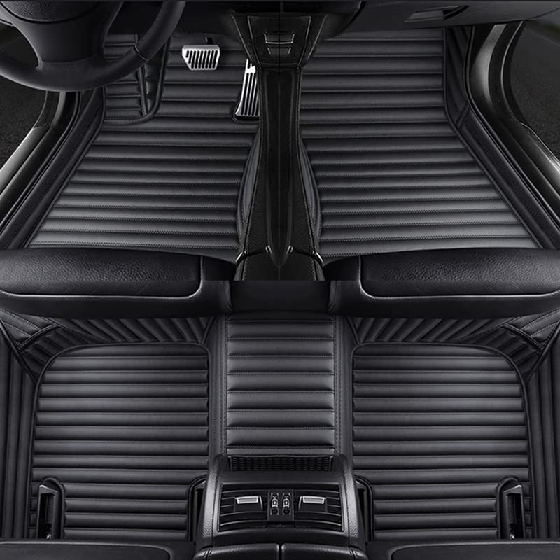 Premium Custom Car Floor Mats - Universal Fit for 96% Vehicles, Luxury Leather, Waterproof & Anti-Skid Design, Full Coverage 3D Liners (Front & Rear Set, Black) - Perfect for SUVs, Sedans & Trucks to Protect Your Car Interior