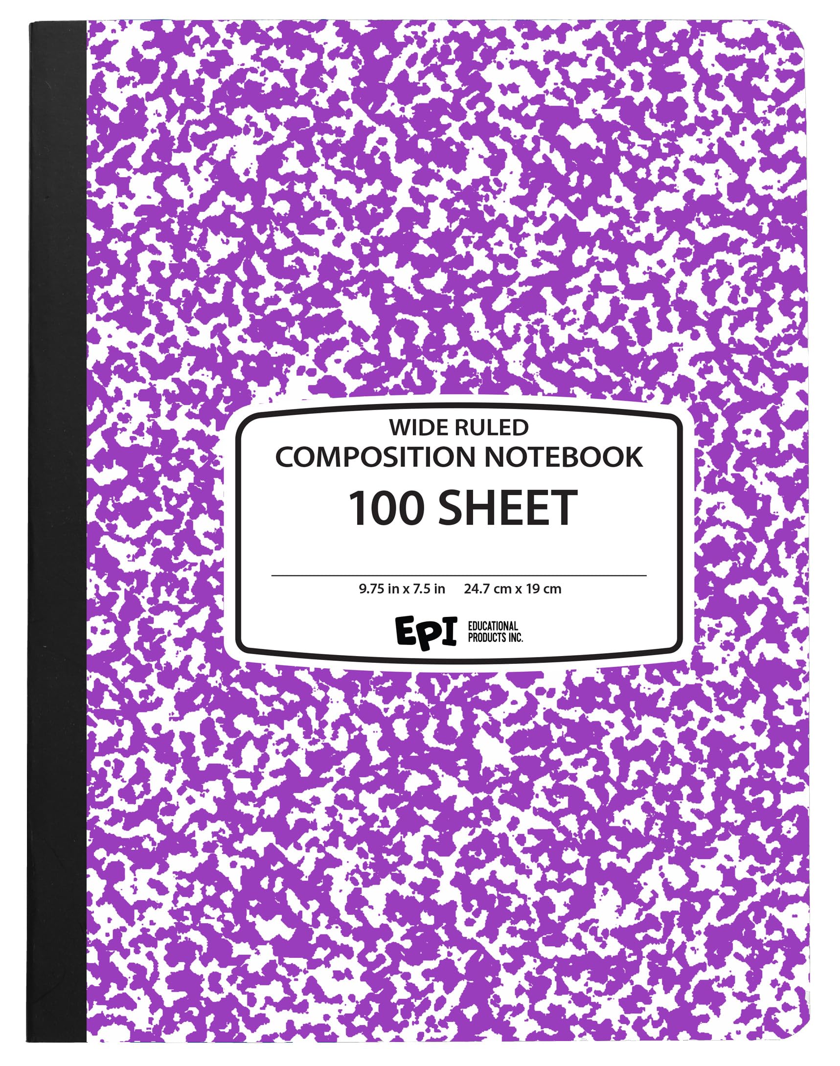 EPI Wide Ruled Marble Composition Notebook - Purple, 100 Sheets, 48-Pack - Perfect for School, Office & College Note Taking, Bulk Supplies for Students & Teachers