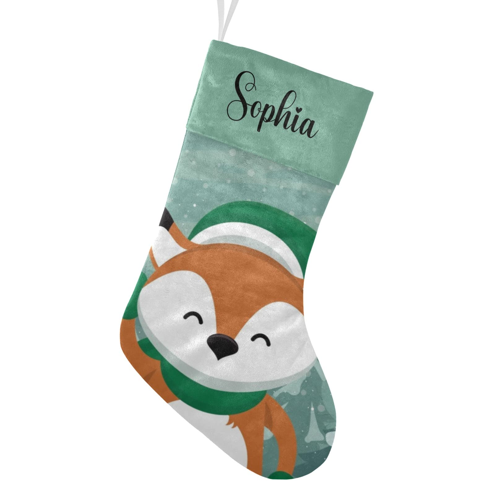 Personalized Christmas Stockings with Name - Custom Fox Design Holiday Decor for Family, Xmas Gift 17.52 x 7.87 Inch - Perfect for Fireplace Mantel, Christmas Tree Decorations & Cozy Home Holiday Styling
