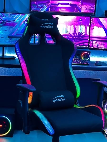 REGYS RGB Gaming Chair with LED Lights - Ergonomic Height-Adjustable Computer Desk Chair for PC Gamers - Perfect for Esports, Streaming & Home Office Setup