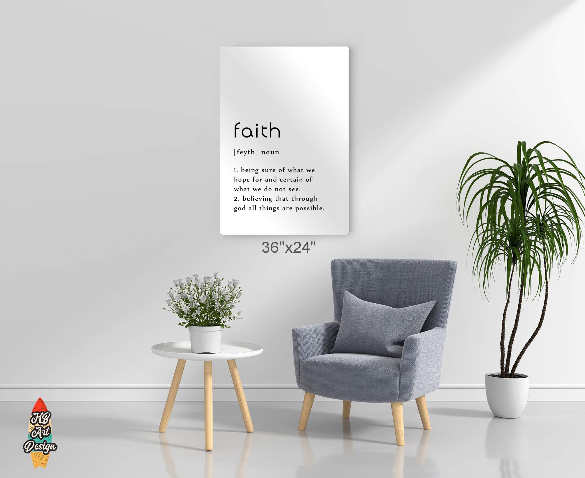 Faith Definition Metal Print Wall Art - Inspirational Dictionary Noun Sign for Office, Farmhouse, Bathroom, Kitchen, Bedroom & Living Room Decor - Funny Quote Saying Accessories (24x16 Inch) - Perfect for Home, Gift & Motivational Wall Decor