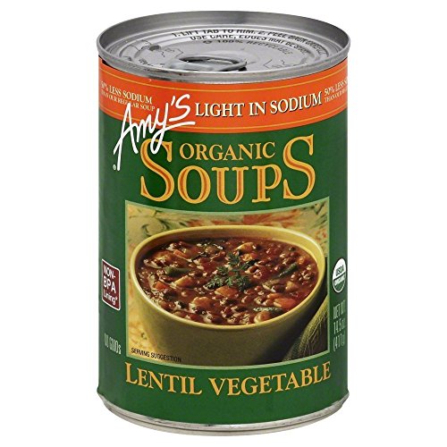 Organic Amy's Lentil Vegetable Soup - Low Sodium, 14.5 Oz (Pack of 2) | Healthy Vegan Meal, Quick Lunch or Dinner, Camping & Office Food