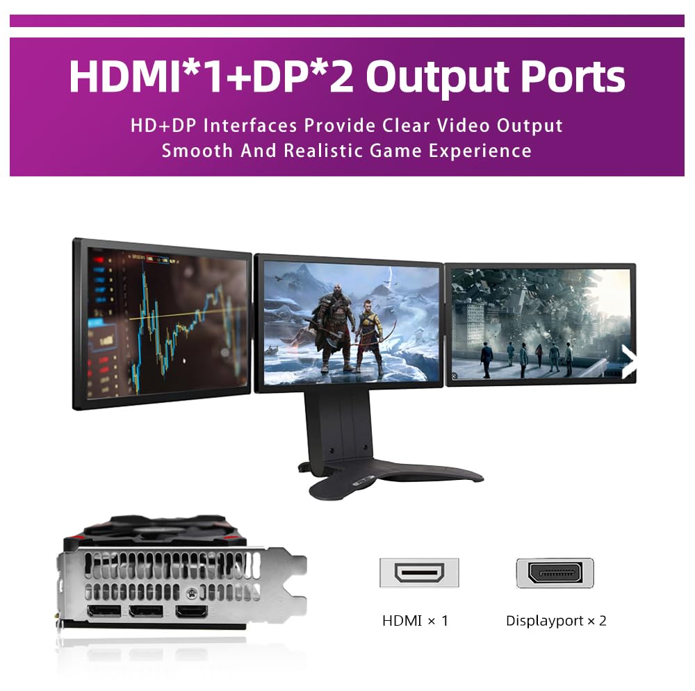 AISURIX RX 580 8GB GDDR5 256-Bit Gaming Graphics Card with Freeze Fan Stop - 2048SP, 2XDP & HDMI, PCI Express 3.0 for PC Gaming, Video Editing & Cryptocurrency Mining on Desktop Computers