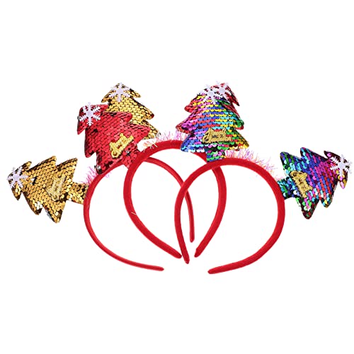 FRCOLOR Christmas Head Boppers - 3 Pack Novelty Christmas Tree Headbands for Women | Fun Holiday Party Accessories for Xmas Celebrations, Office Parties & Festive Gatherings