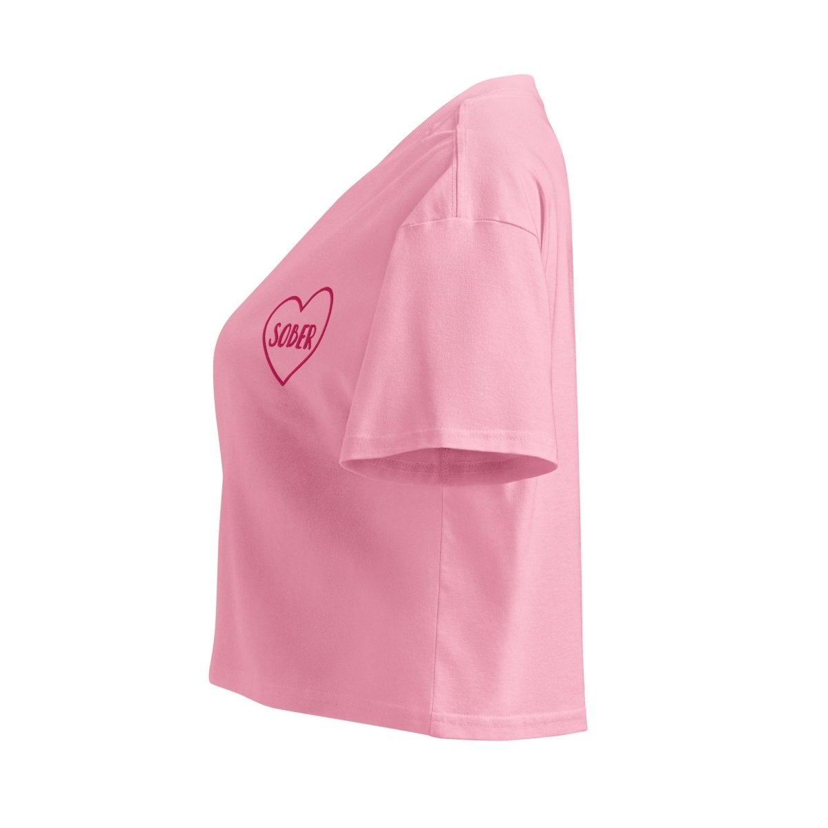 Sober in a Heart Embroidered Women's Crop Top - Stylish Casual Summer T-Shirt for Women, Perfect for Beach Outings, Music Festivals & Streetwear Fashion