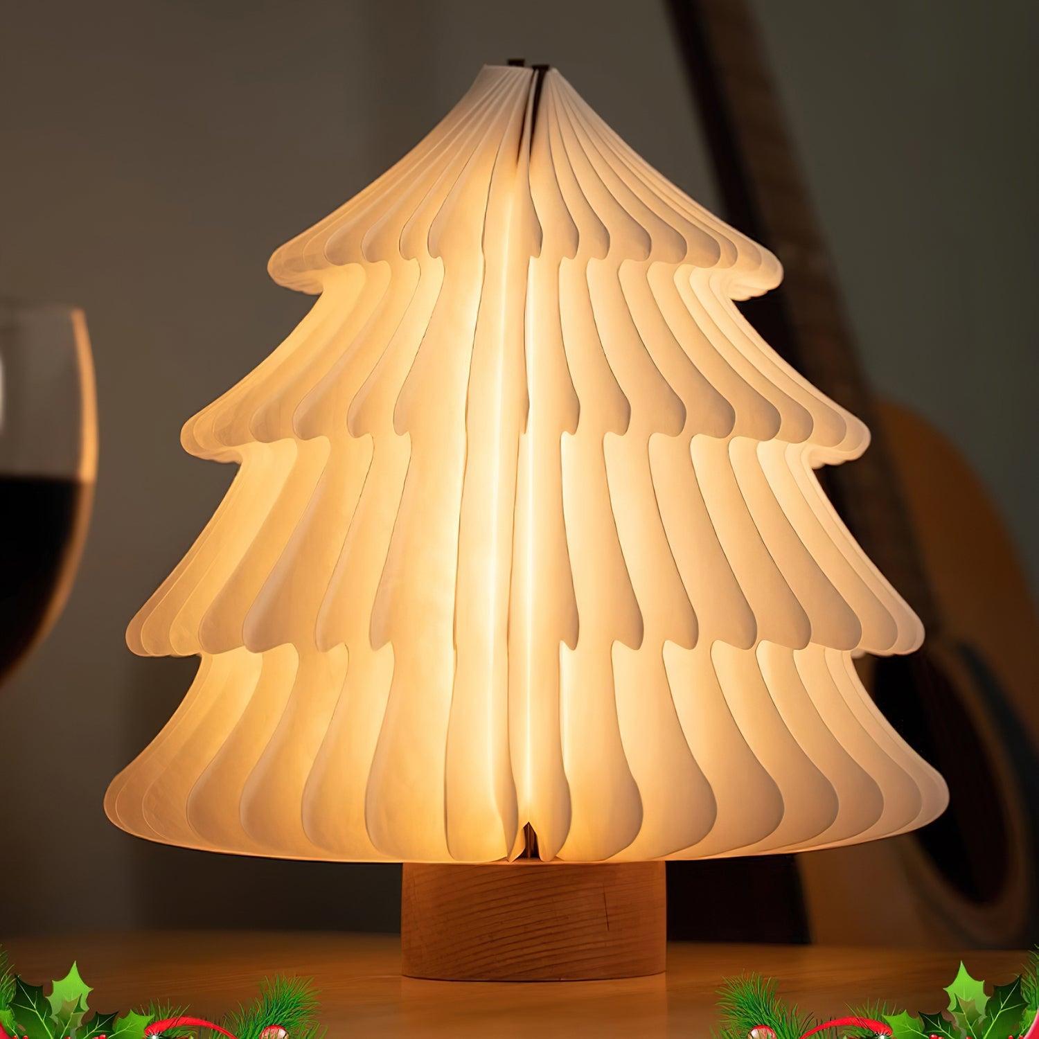Foldable Christmas Tree Table Lamp - Decorative Holiday LED Light for Home, Office & Party Decor