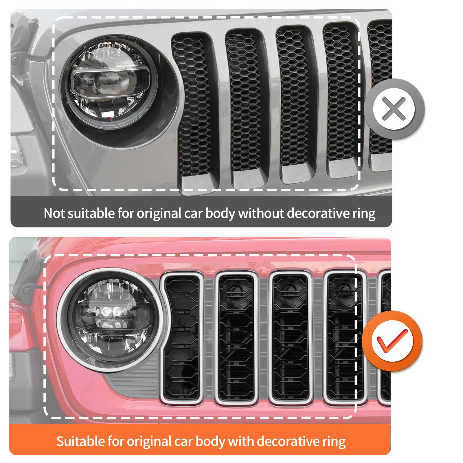 JeCar Black Mesh Grill Inserts for Jeep Wrangler JL 2024+ | Grill Covers & Headlight Covers Trim Kit Accessories | Off-Road Protection & Style Upgrade