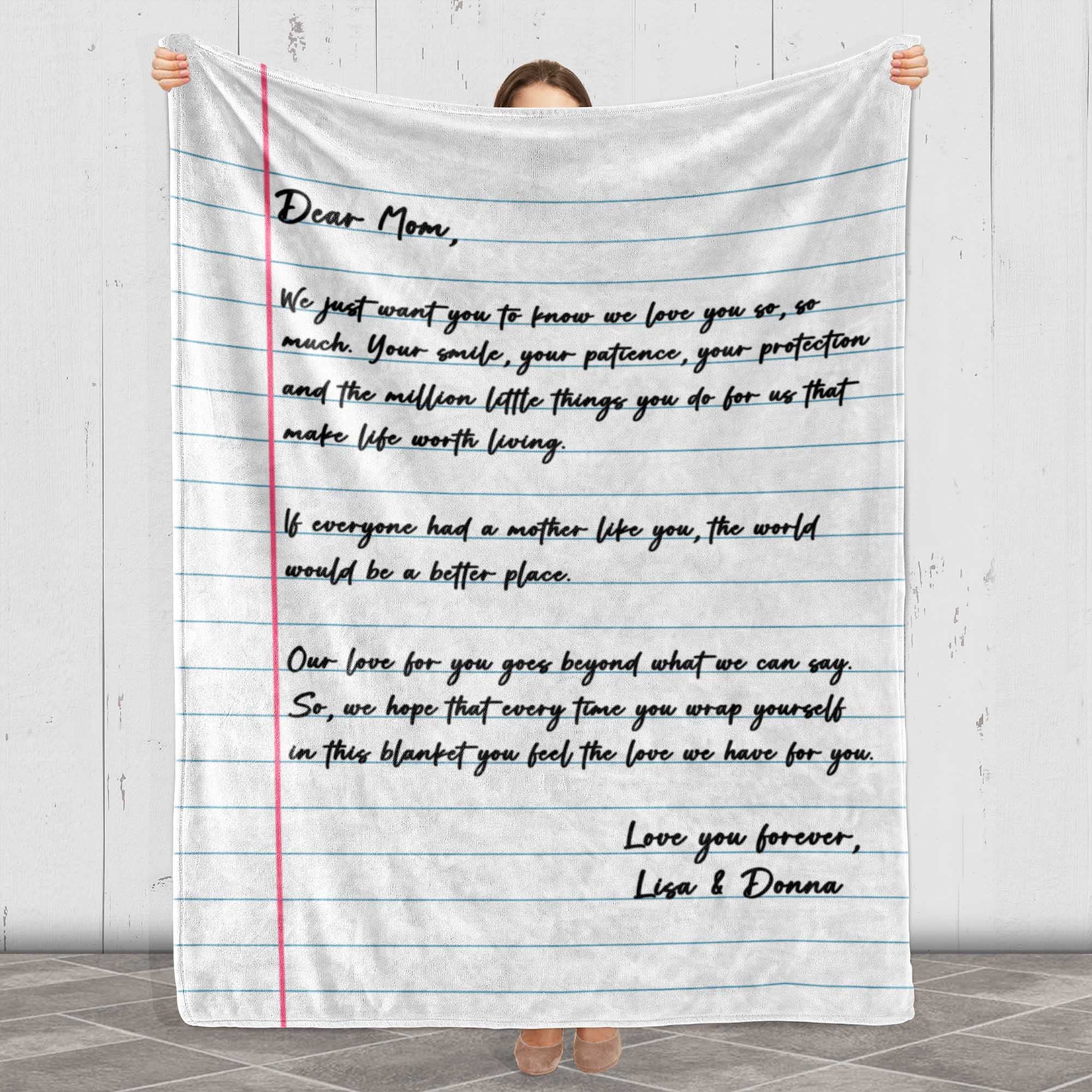 Dear Mom Personalized Name Letter Blanket - Customized Gift for Mother's Day & Birthday - Ultra Soft Premium Throw Blanket - Made in USA - Perfect for Snuggling, Home Decor & Heartwarming Surprises