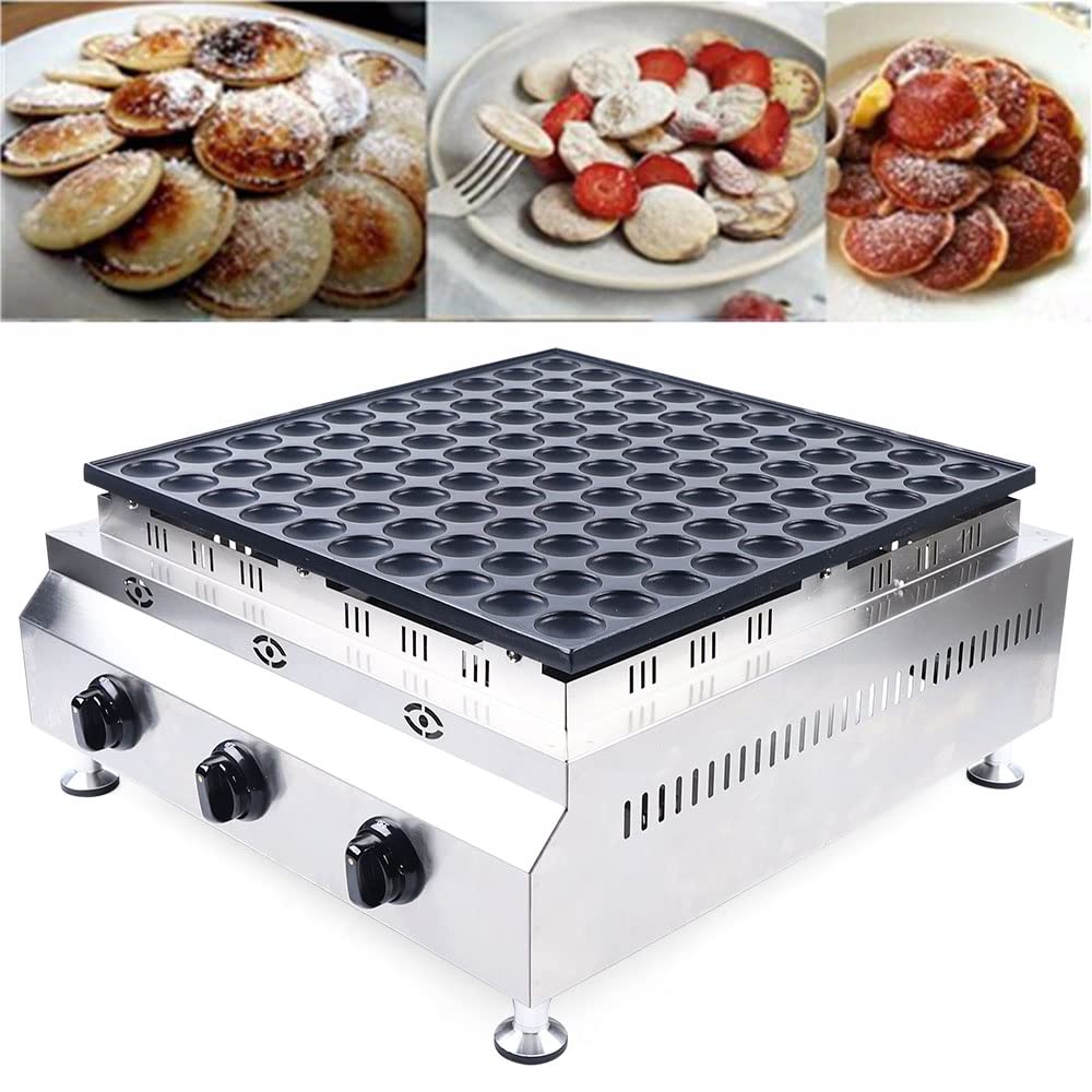 Futchoy Commercial LPG Gas Waffle Maker - 25/50/100 Pcs Nonstick Dutch Pancake Baker Machine, Stainless Steel Poffertjes Cooker for Restaurants, Cafes & Breakfast Catering - Perfect for Making Mini Pancakes, Waffles & Dutch Treats