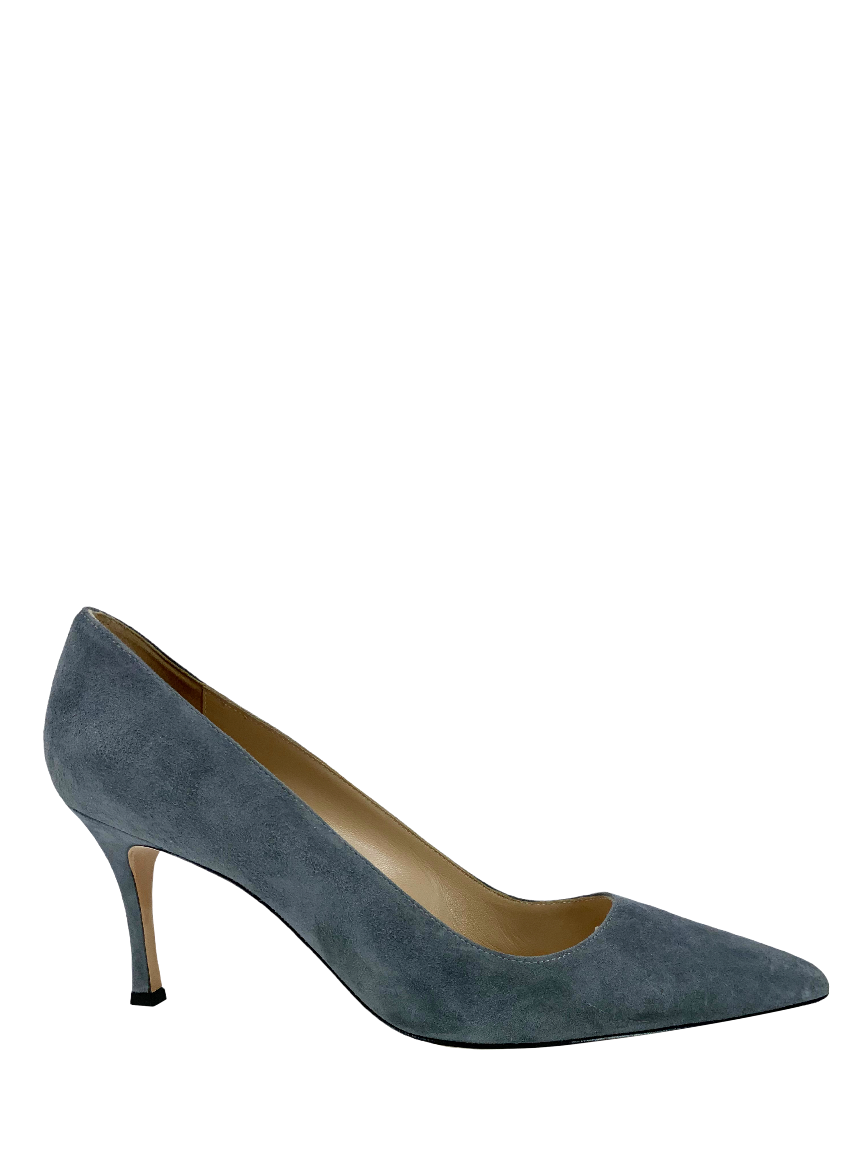 Manolo Blahnik BB 70mm Suede Pumps Women's Shoes Size 8.5 - Elegant Heels for Weddings, Parties & Office Wear