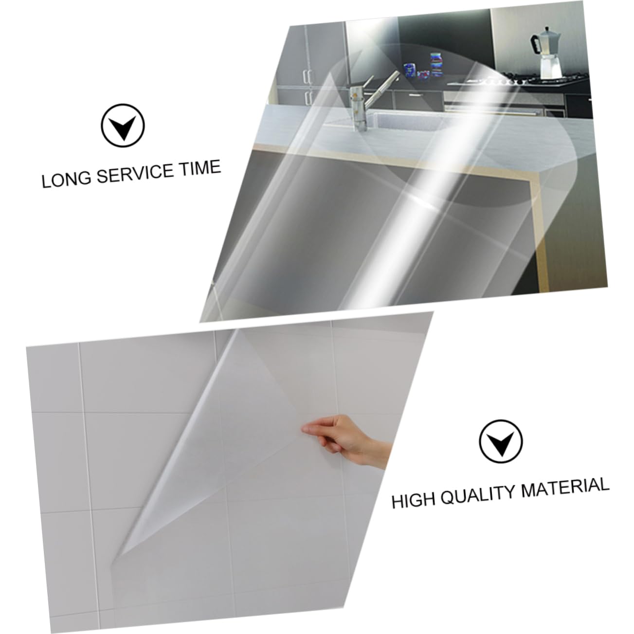 Mobestech 6 Rolls Kitchen Greaseproof Stickers - Self Adhesive Tile Stickers, Cabinet Stickers, Washable Wallpaper for Kitchen, Clear Wall Protector, Aluminum Foil Backsplash (Perfect for Countertops, Cabinets, Refrigerators & Floors)